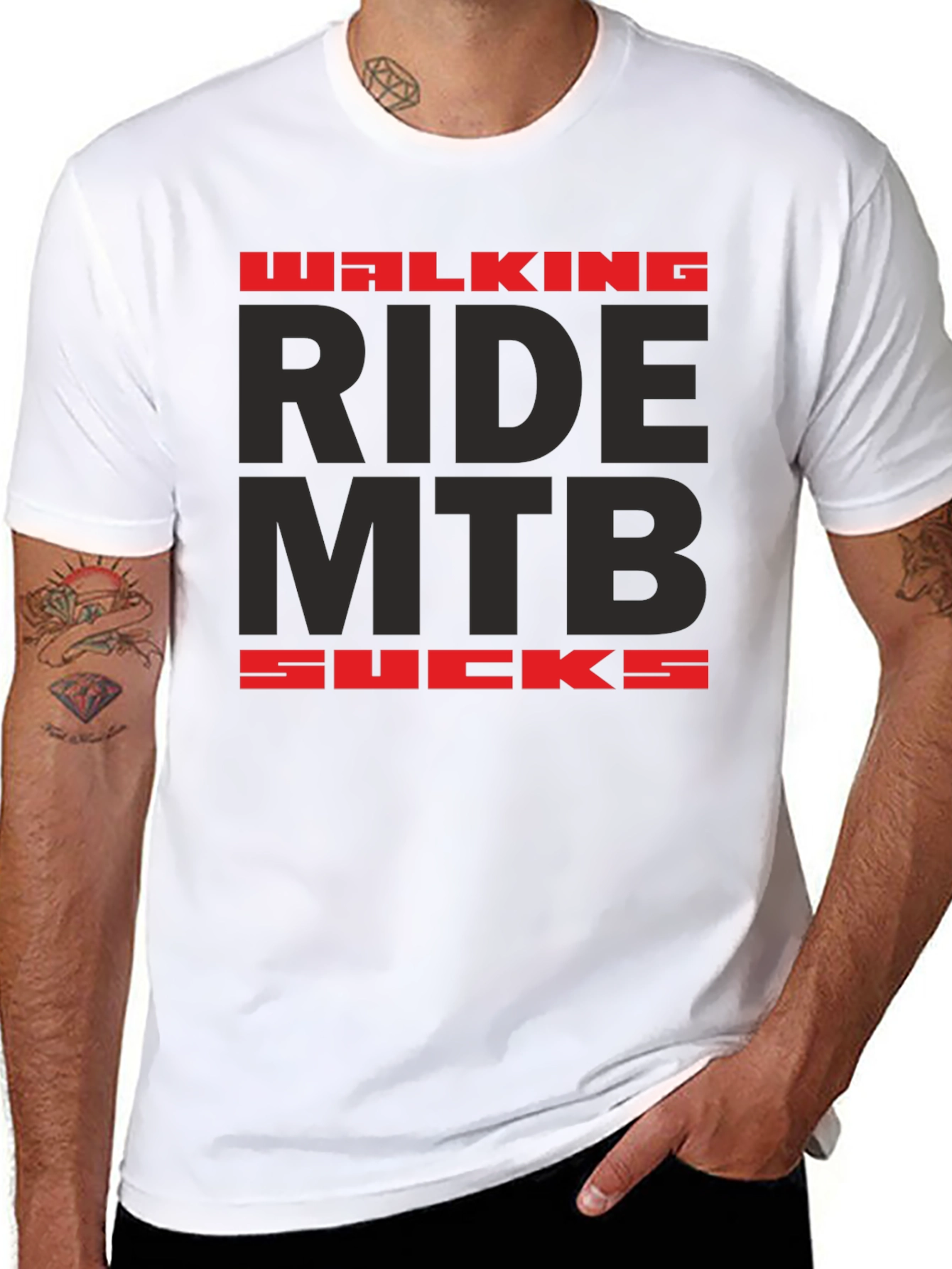Walking Ride MTB Sucks Black Graphic Tee