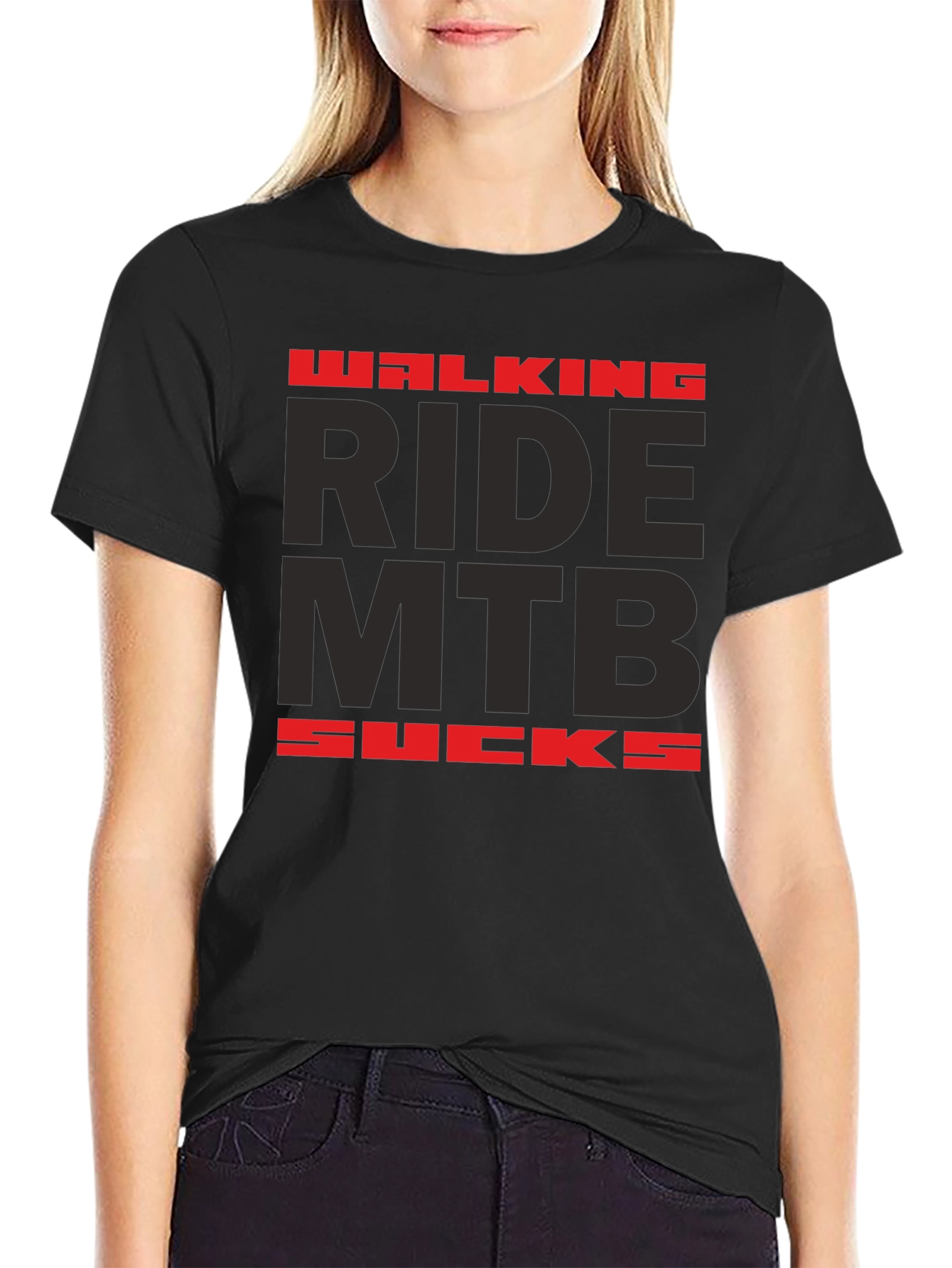 Walking Ride MTB Sucks Black Graphic Tee