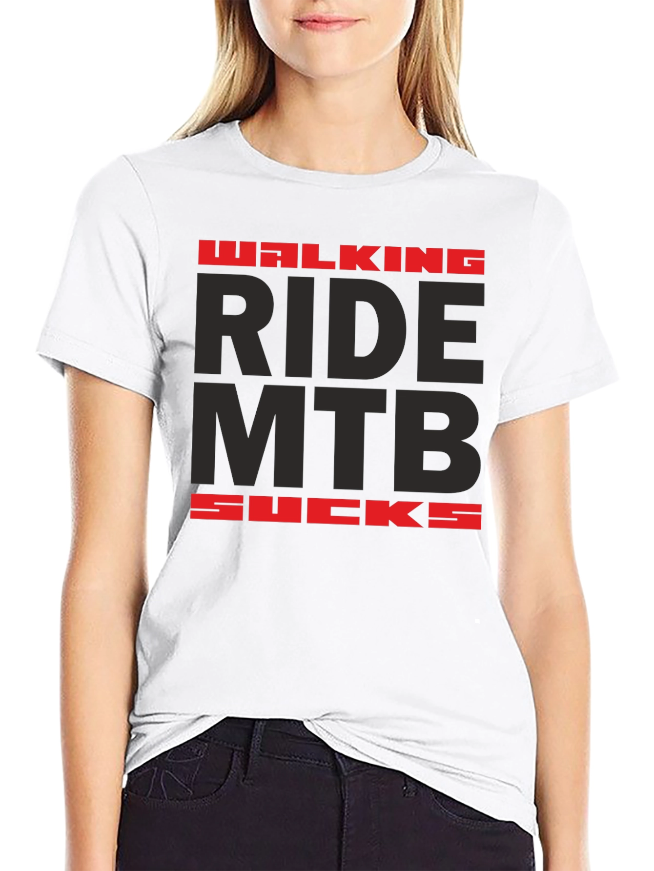 Walking Ride MTB Sucks Black Graphic Tee