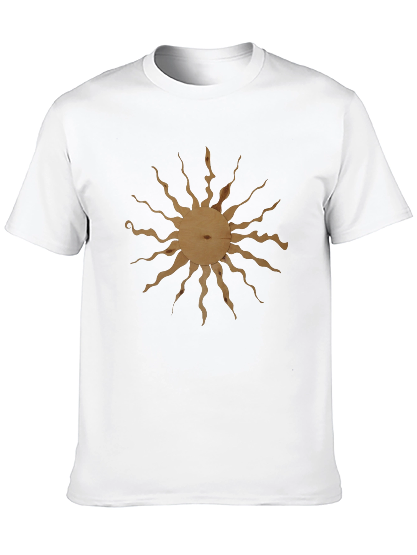 Wooden Sun Design Black T-Shirt