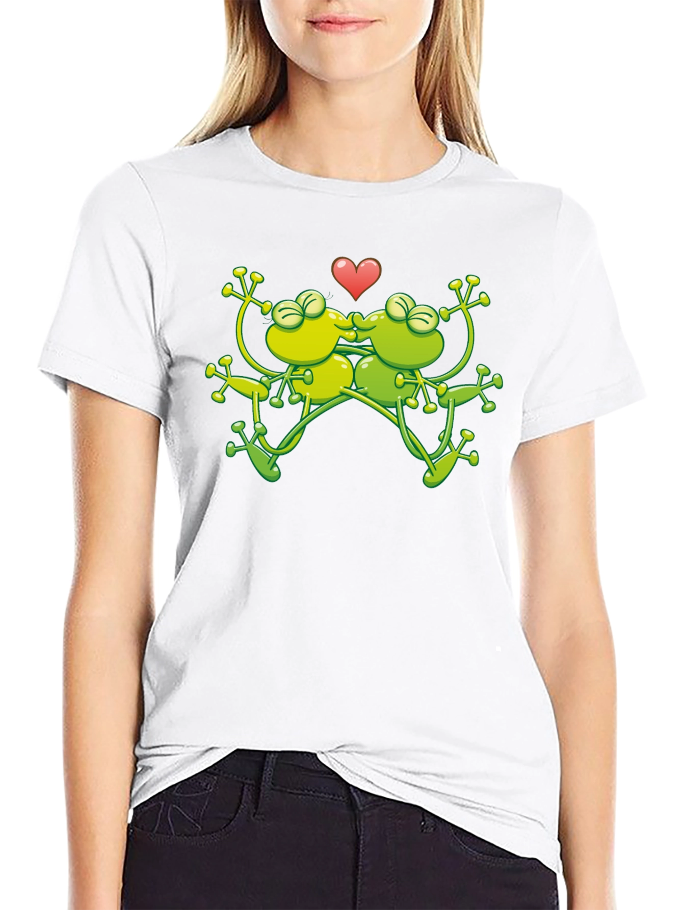 Kissing Frogs Graphic Black T-Shirt