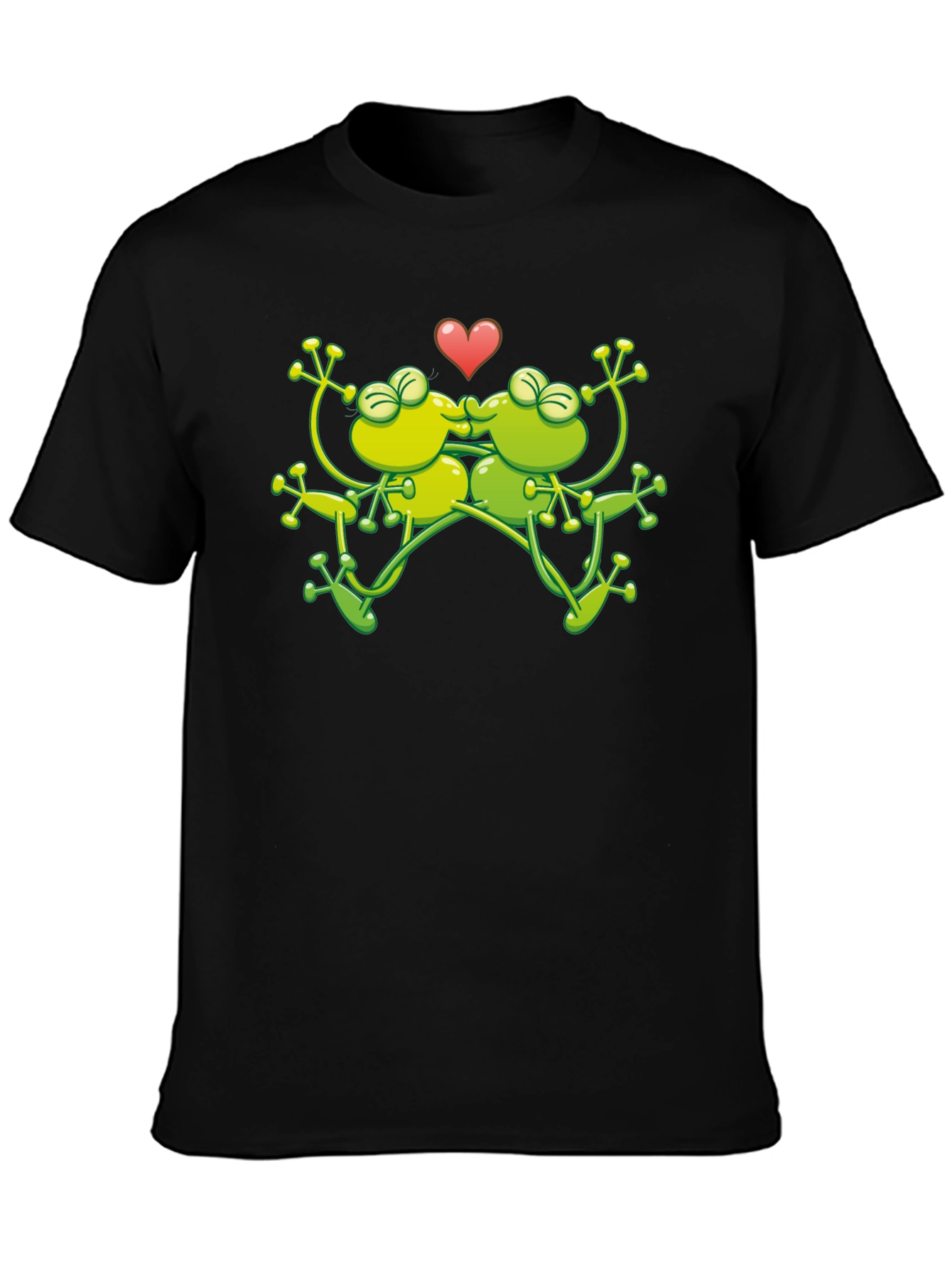 Kissing Frogs Graphic Black T-Shirt