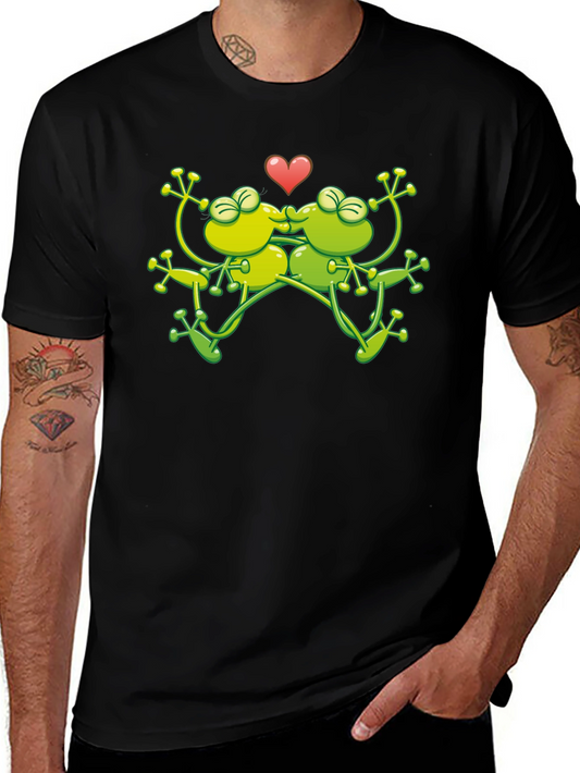 Kissing Frogs Graphic Black T-Shirt