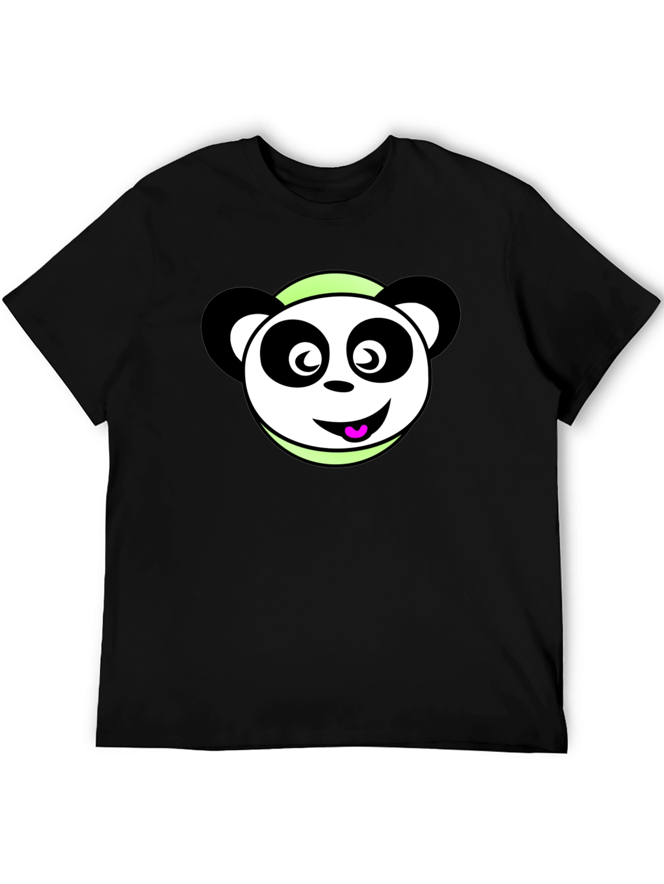Cute Panda Cartoon Black T-Shirt