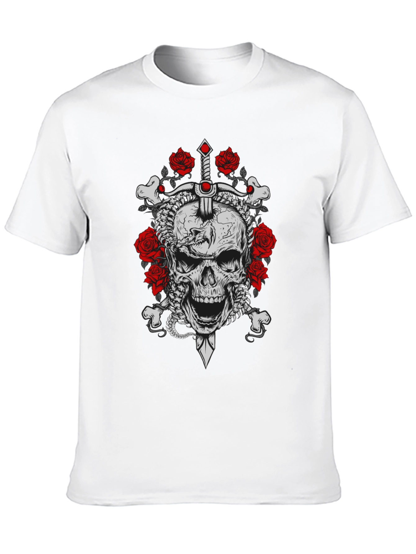 Skull & Roses Graphic Tee - Edgy Style