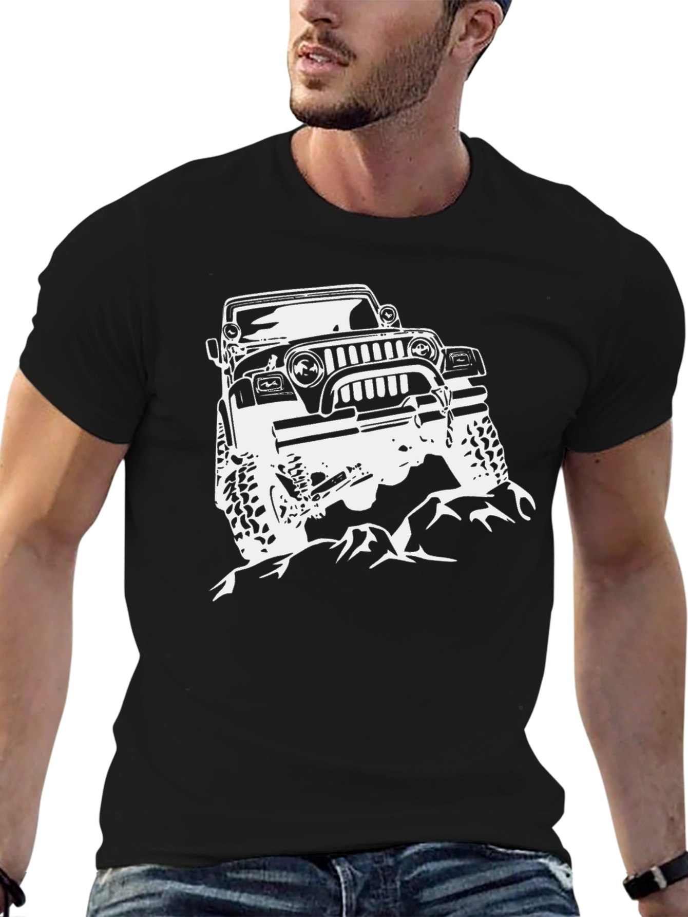 Off-Road Jeep Graphic Tee - Black Cotton T-Shirt