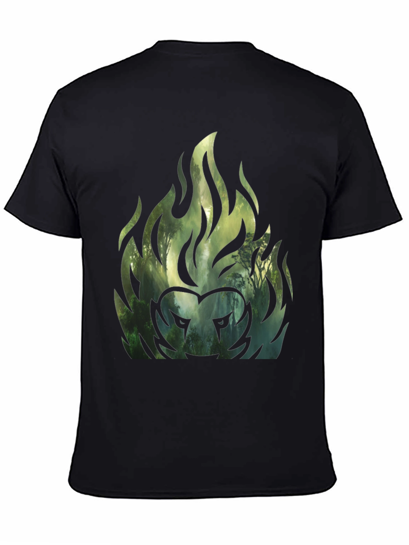 Forest Fire Lion Graphic Tee - Black