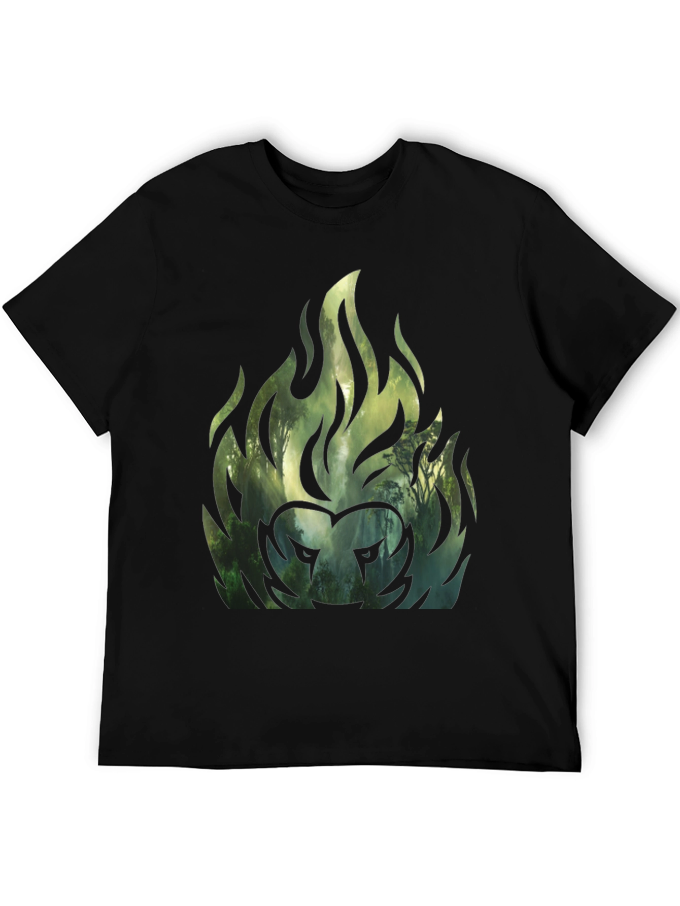 Forest Fire Lion Graphic Tee - Black
