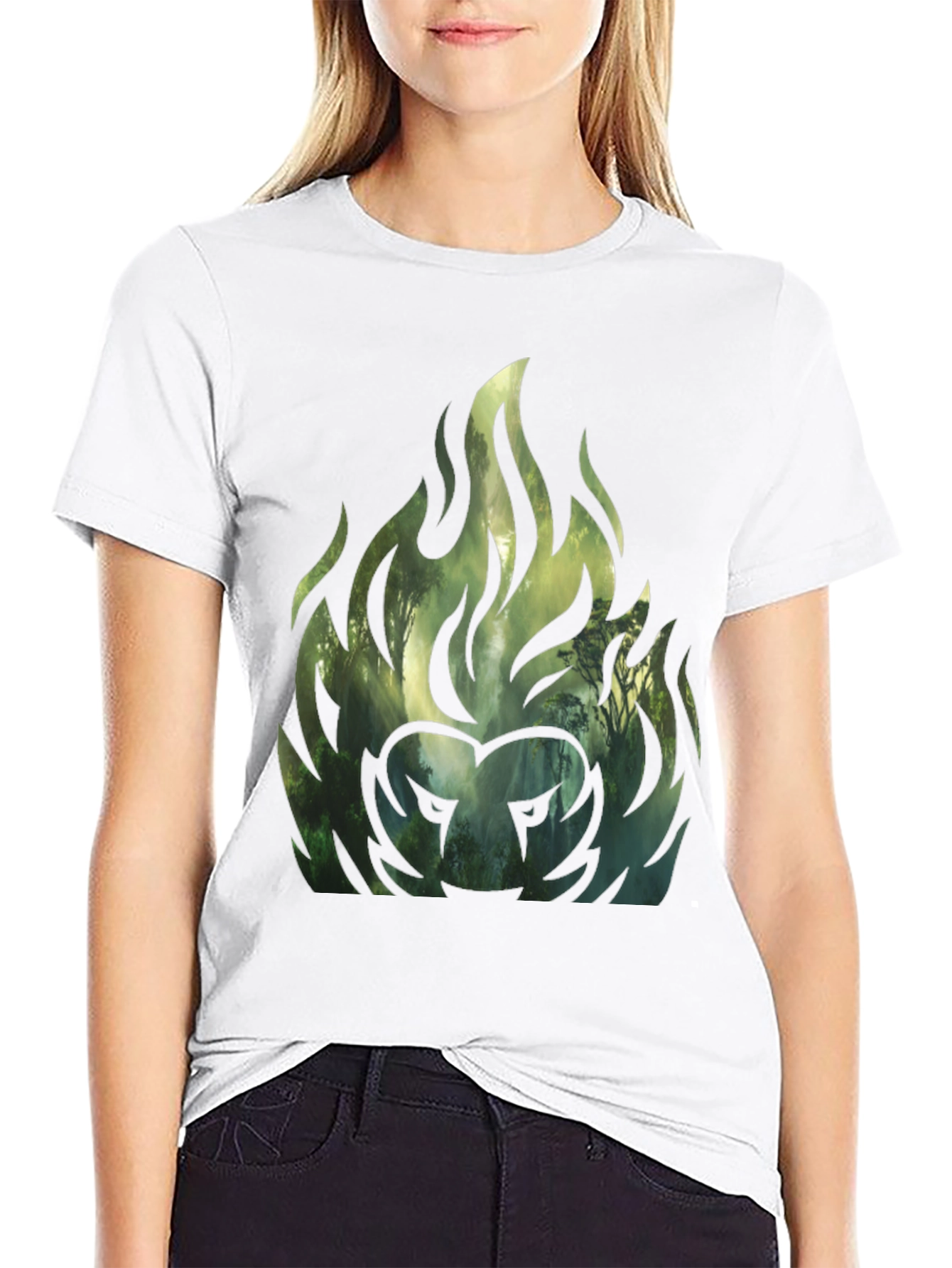 Forest Fire Lion Graphic Tee - Black