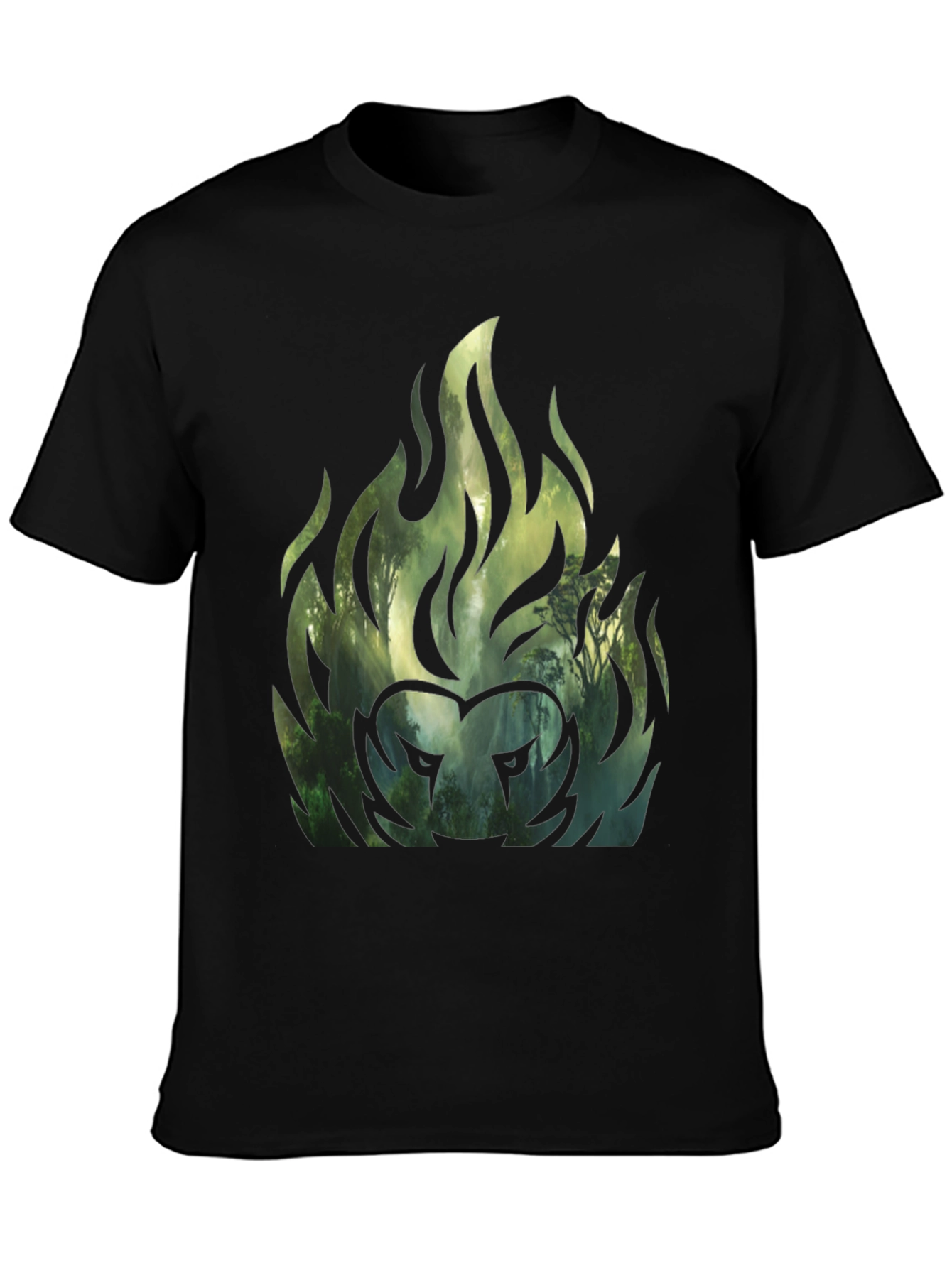 Forest Fire Lion Graphic Tee - Black