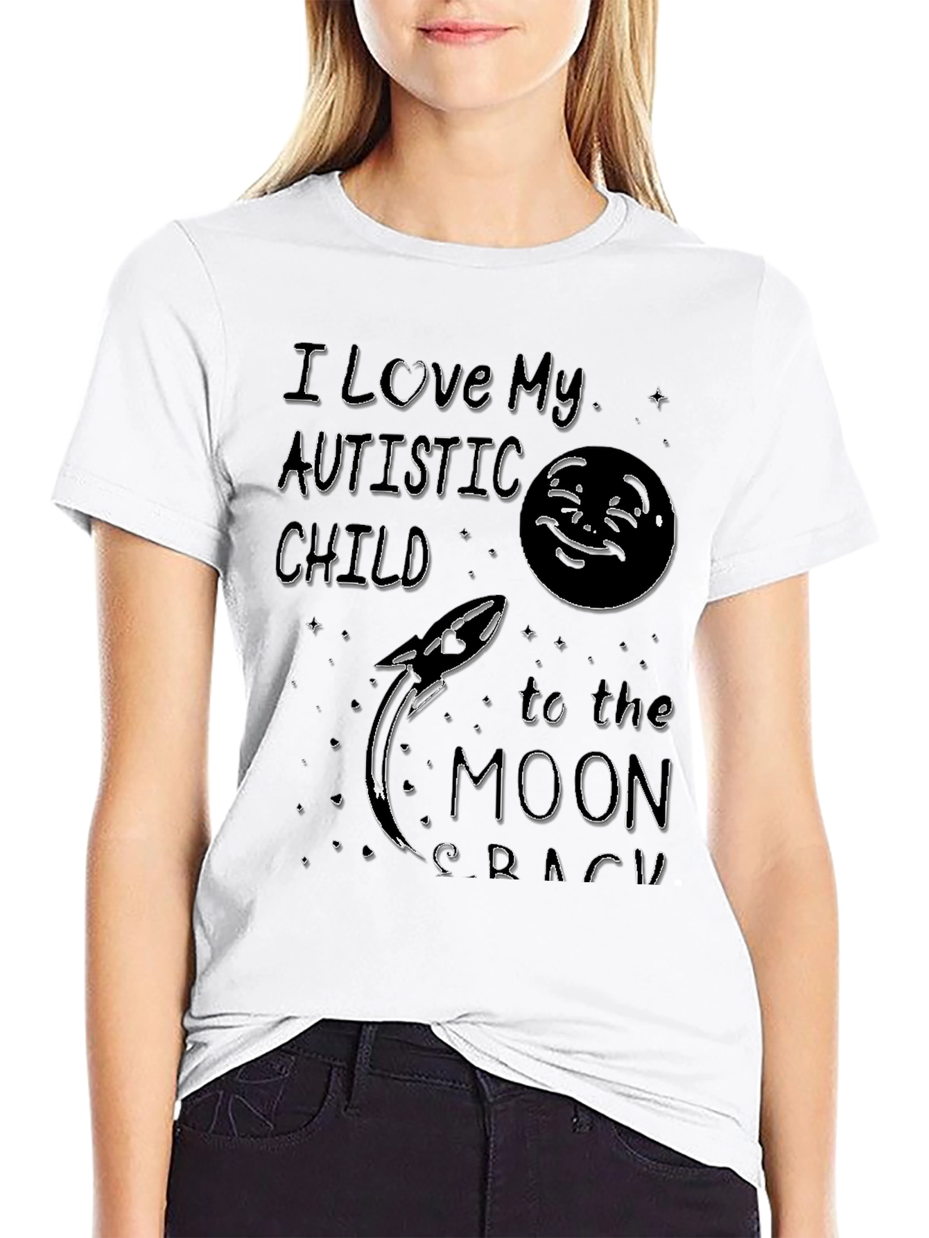 I Love My Autistic Child Moon Rocket Tee