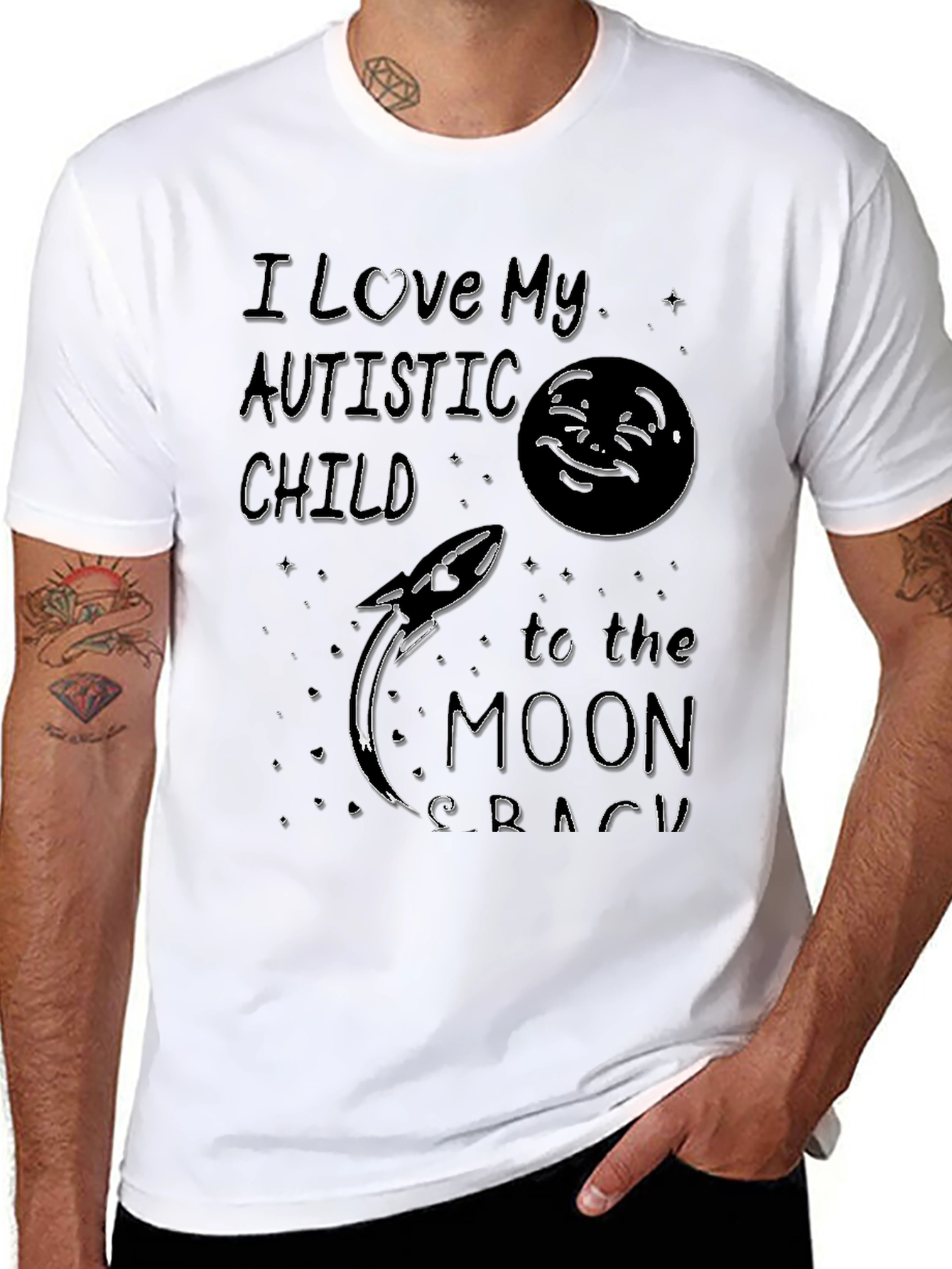 I Love My Autistic Child Moon Rocket Tee