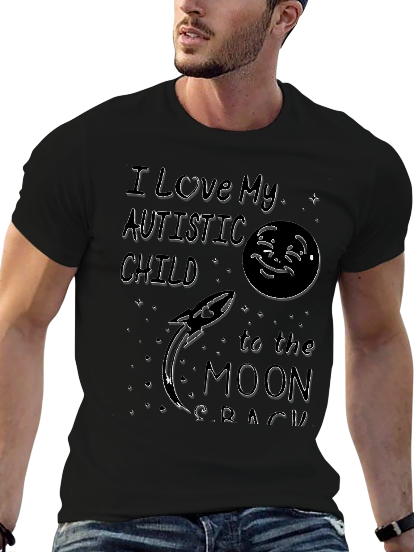 I Love My Autistic Child Moon Rocket Tee