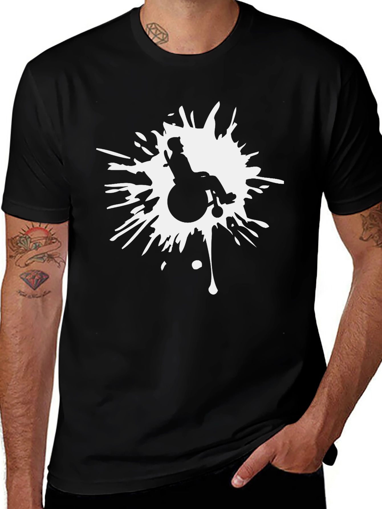 Wheelchair Splatter Graphic T-Shirt