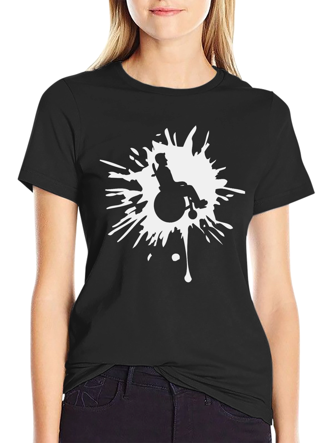 Wheelchair Splatter Graphic T-Shirt
