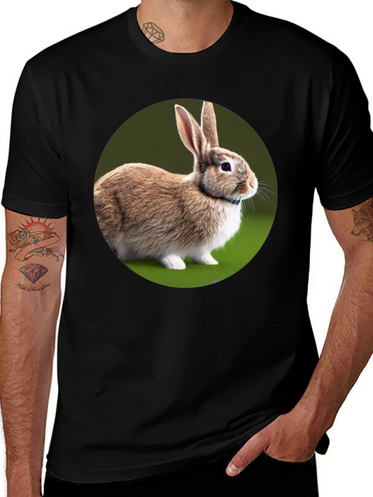 Cute Rabbit Graphic Tee - Soft Cotton Black T-Shirt