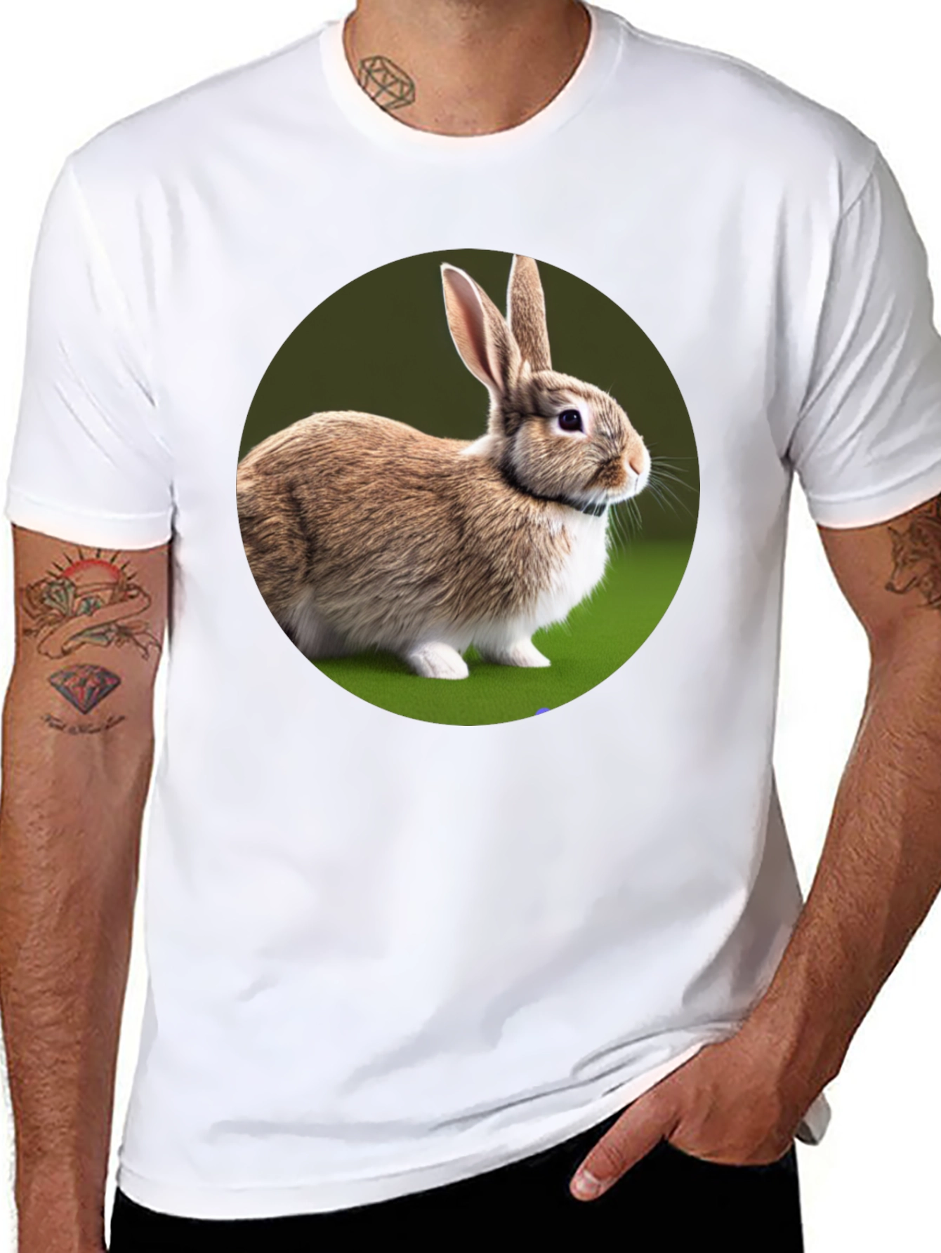 Cute Rabbit Graphic Tee - Soft Cotton Black T-Shirt