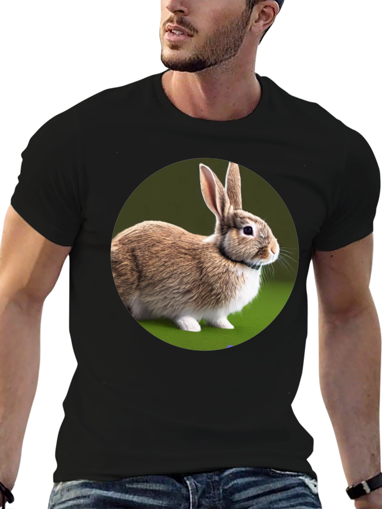 Cute Rabbit Graphic Tee - Soft Cotton Black T-Shirt
