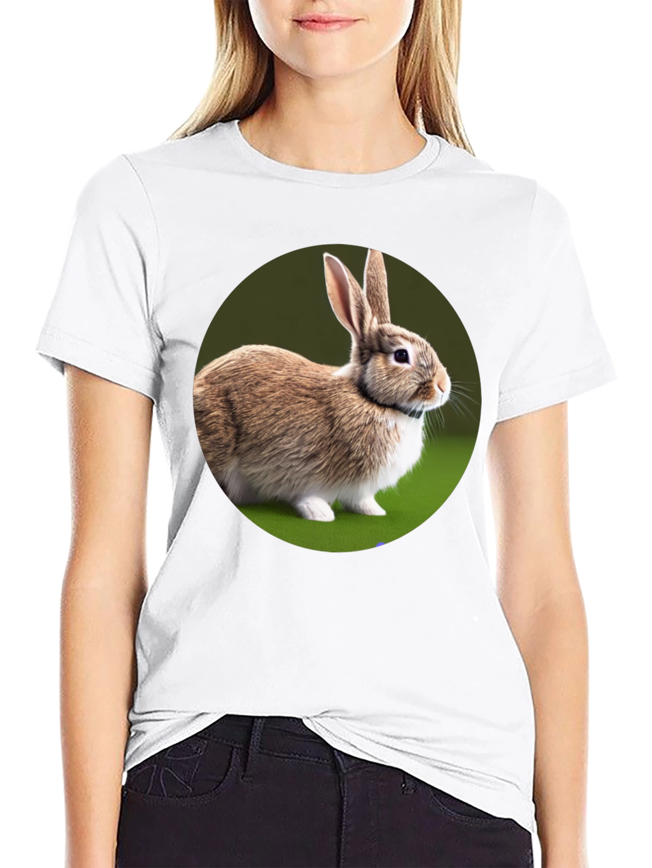 Cute Rabbit Graphic Tee - Soft Cotton Black T-Shirt