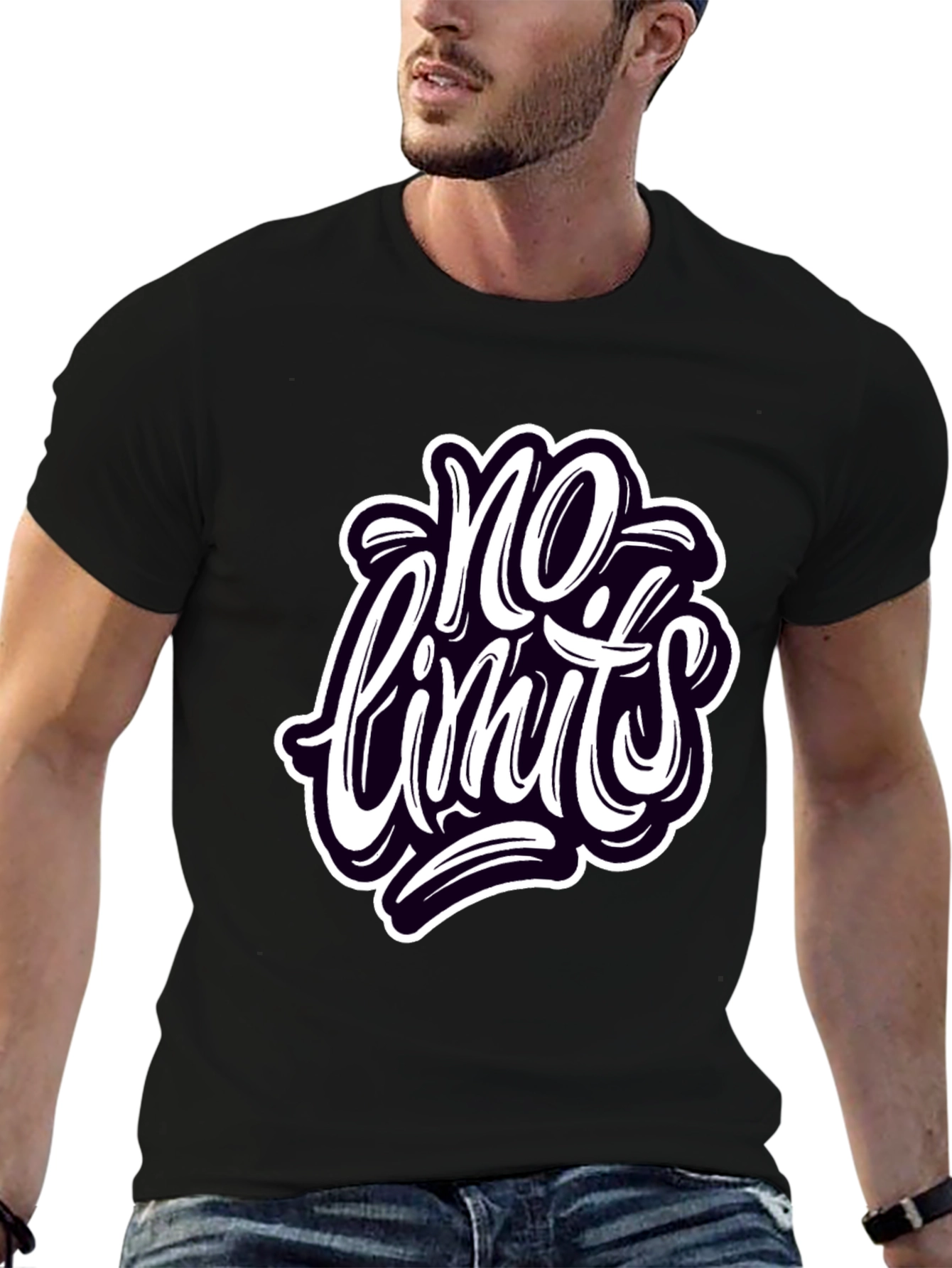 No Limits Graphic Tee - Stylish Black Cotton T-Shirt