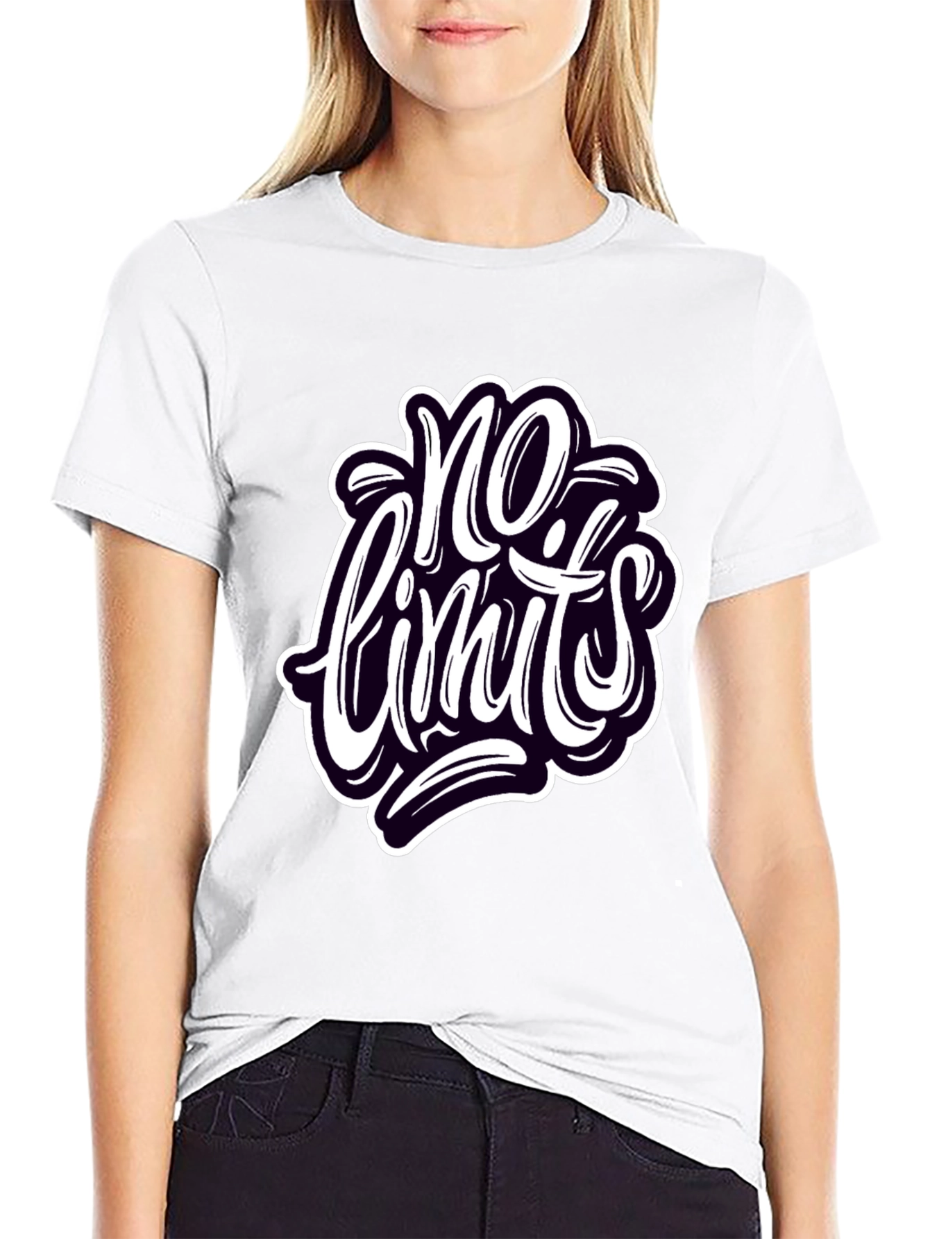 No Limits Graphic Tee - Stylish Black Cotton T-Shirt
