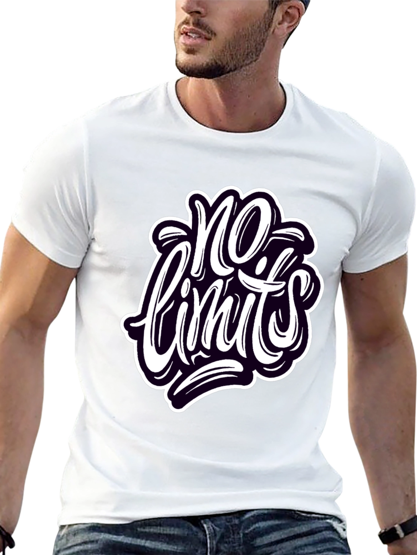 No Limits Graphic Tee - Stylish Black Cotton T-Shirt