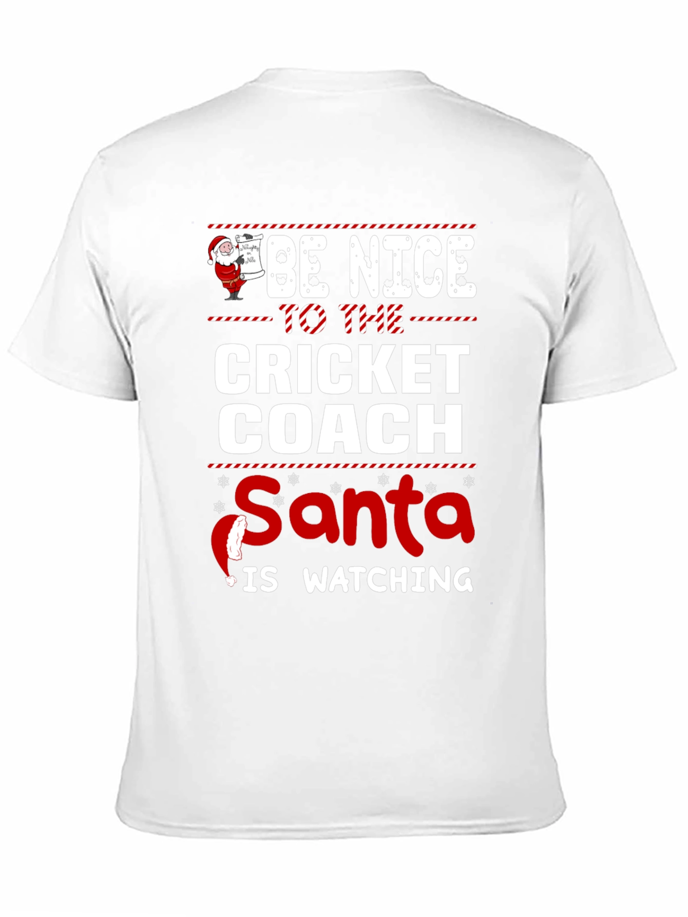 Funny Christmas Cricket Coach T-Shirt Santa Watching