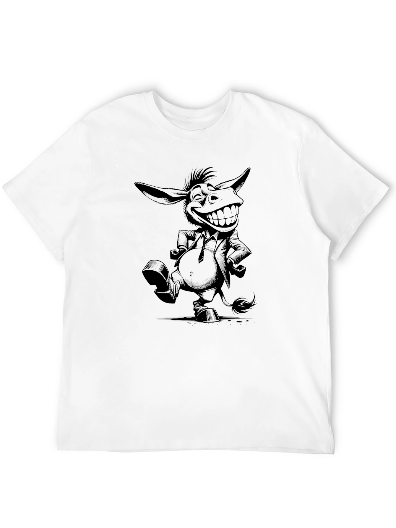Funny Donkey Cartoon Black T-Shirt