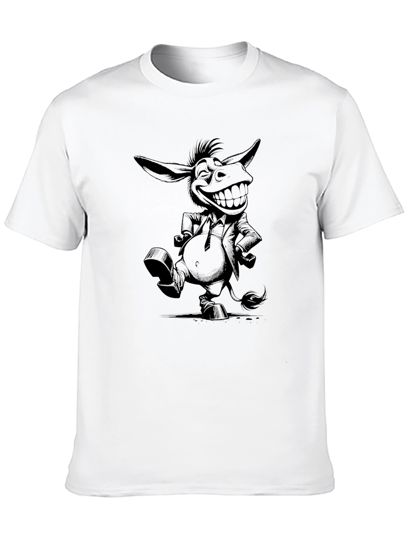 Funny Donkey Cartoon Black T-Shirt