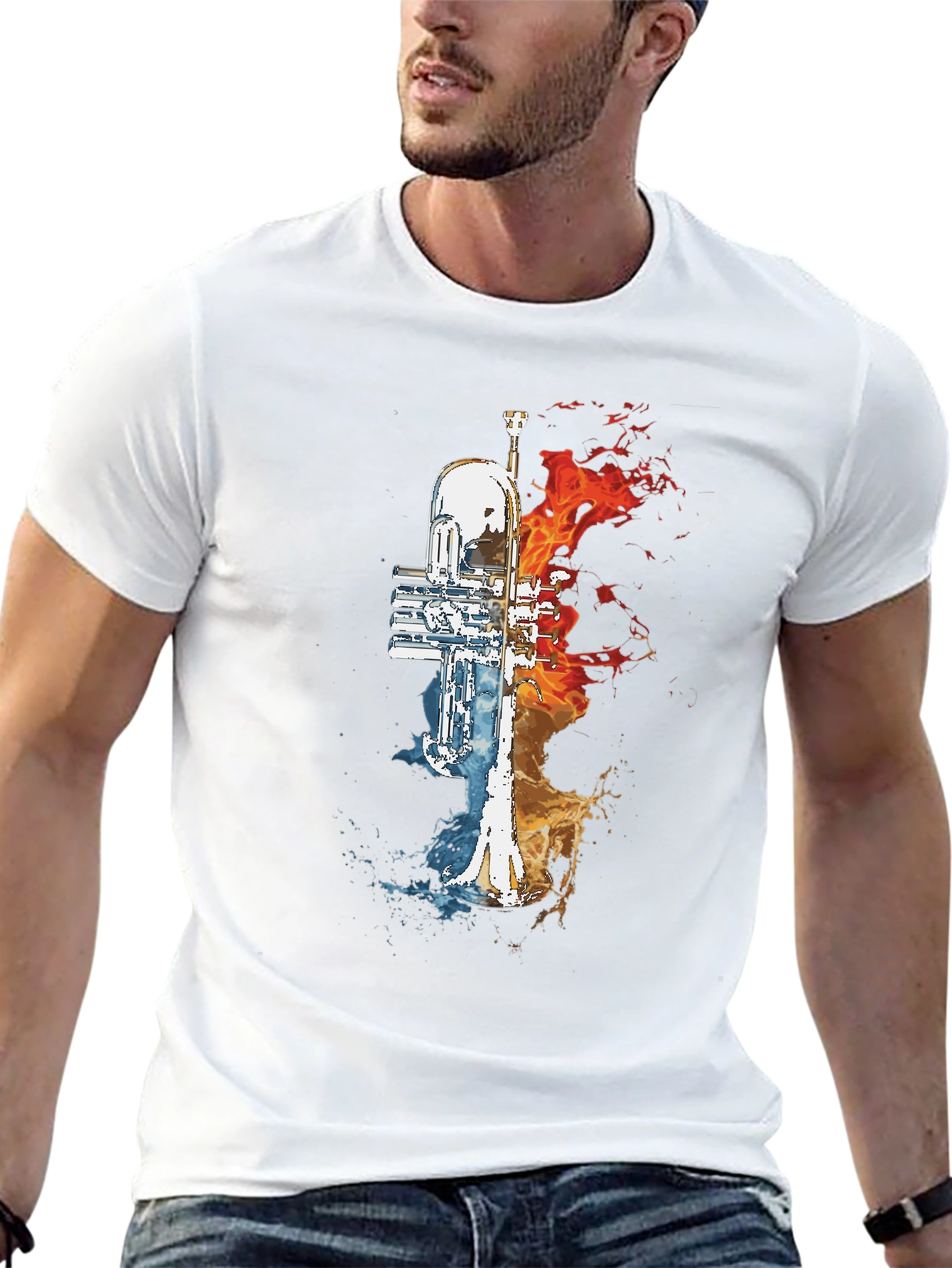 Fire and Water Trumpet Graphic Tee