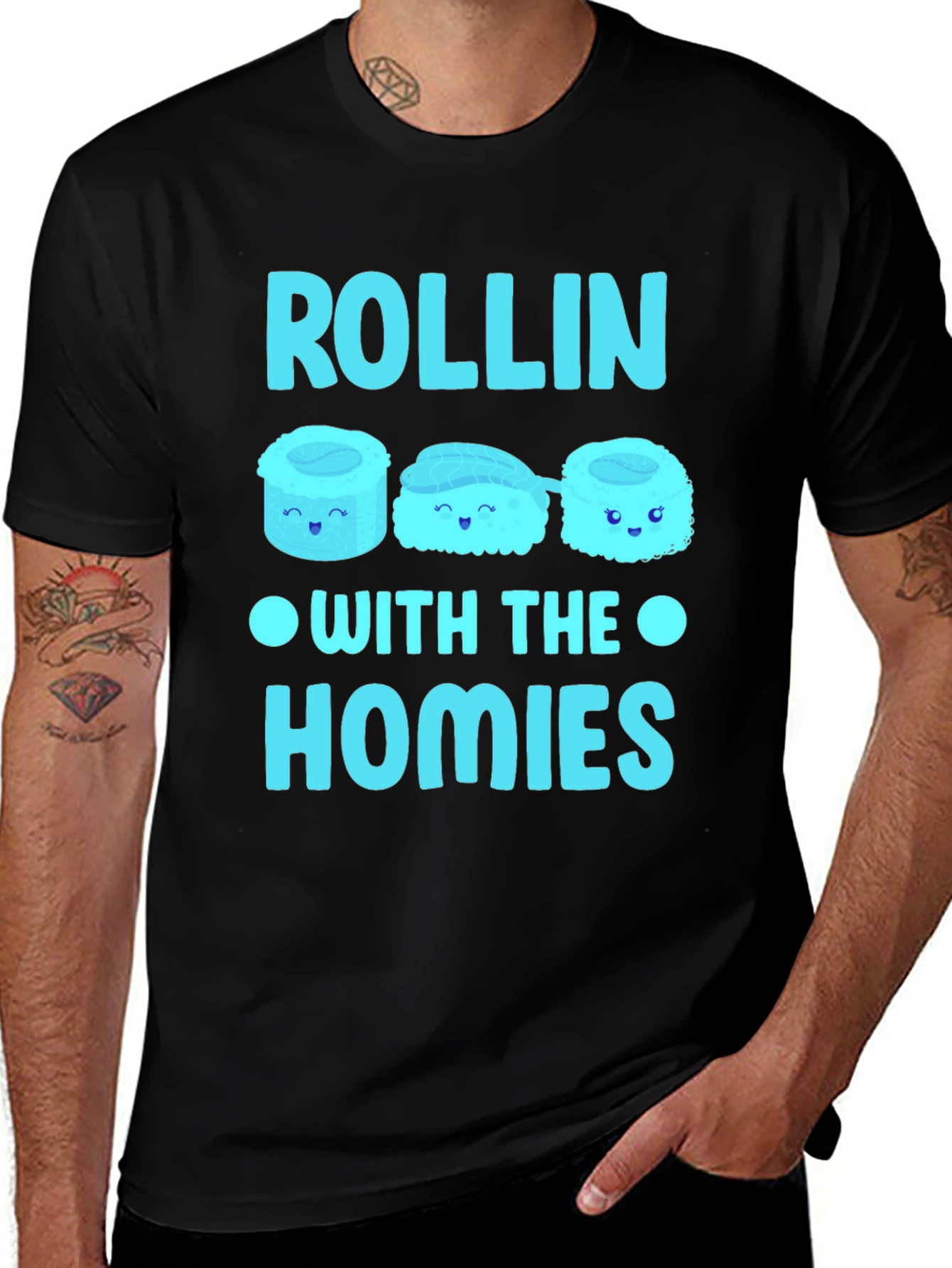 Rollin With The Homies Sushi Graphic T-Shirt