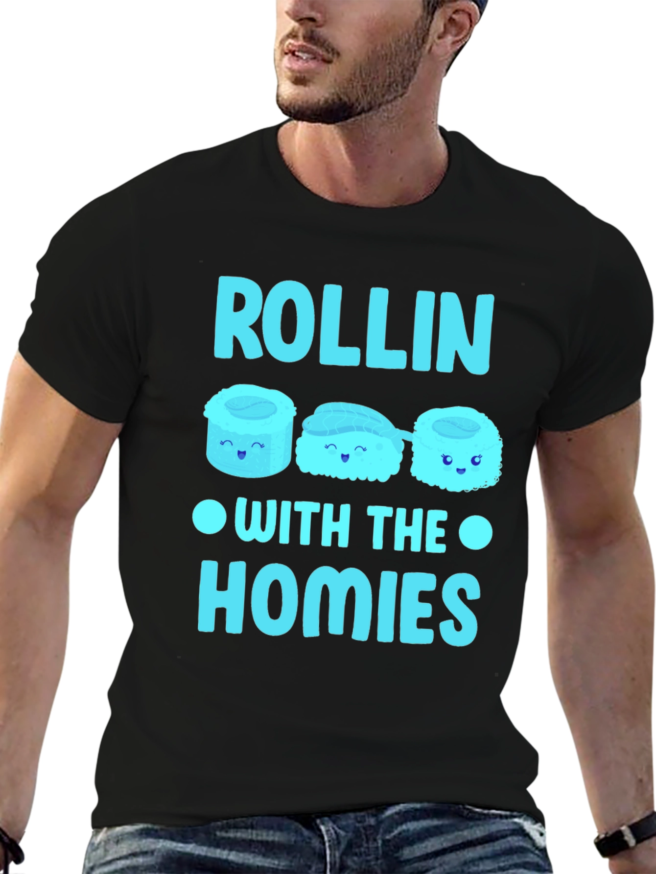 Rollin With The Homies Sushi Graphic T-Shirt