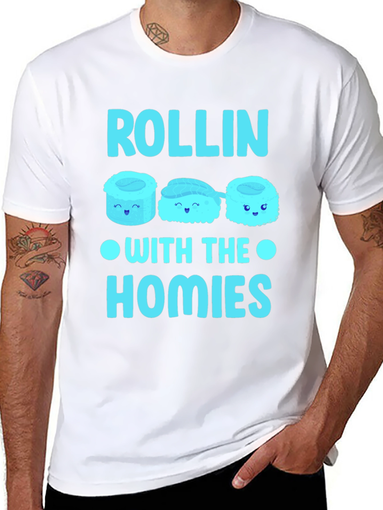 Rollin With The Homies Sushi Graphic T-Shirt