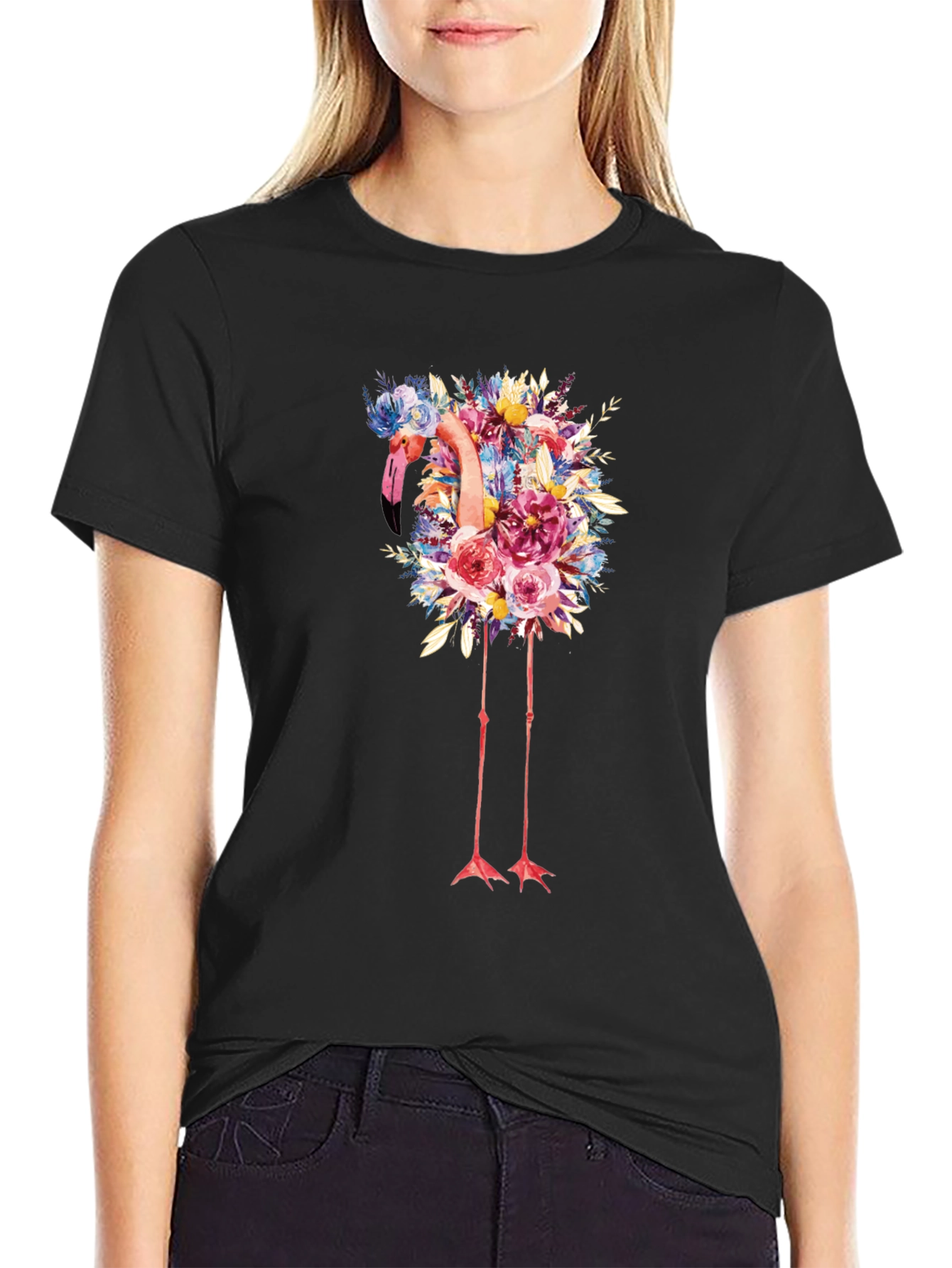 Floral Flamingo Graphic Tee