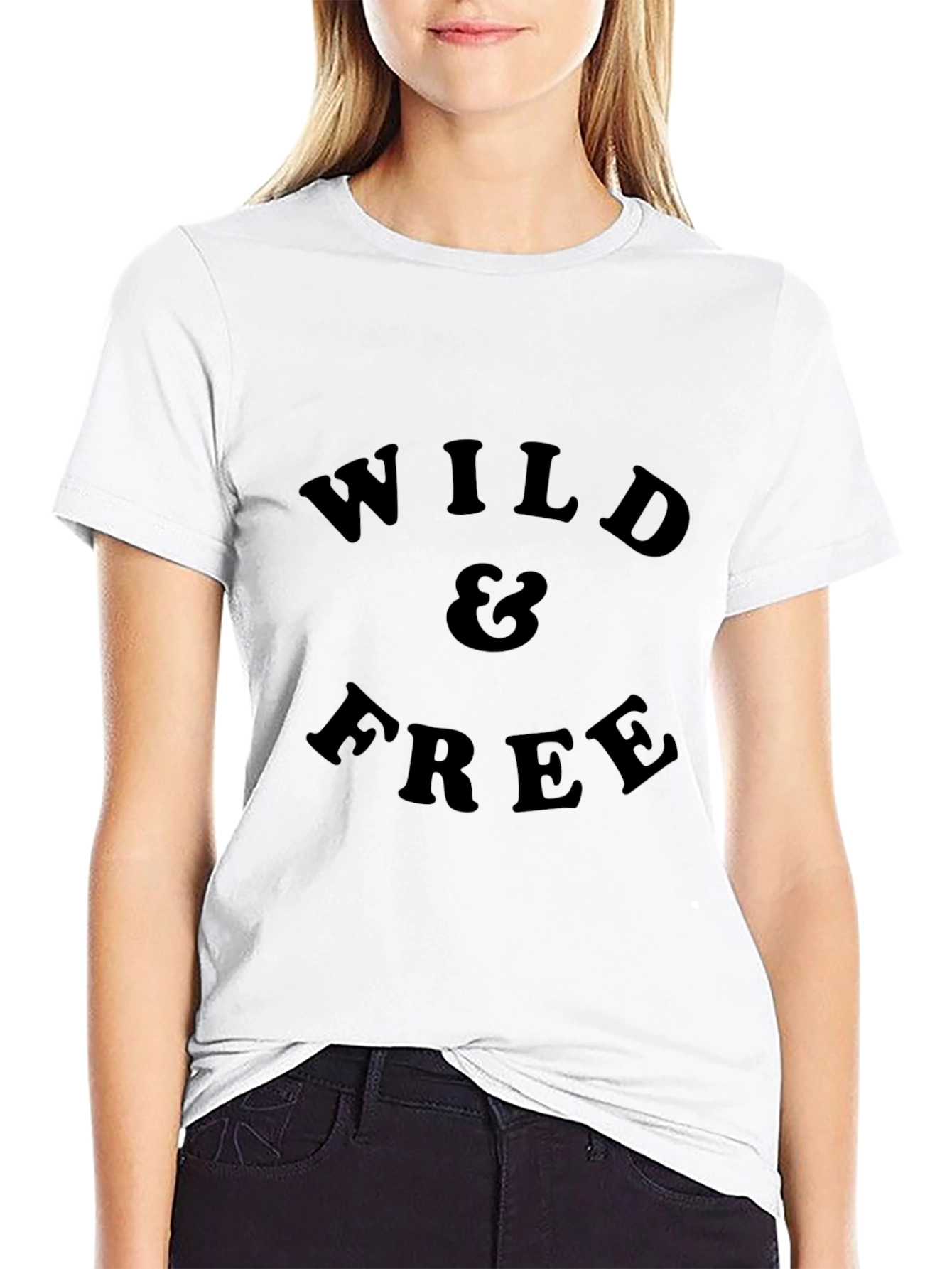 Wild & Free Graphic Tee - Black Cotton T-Shirt