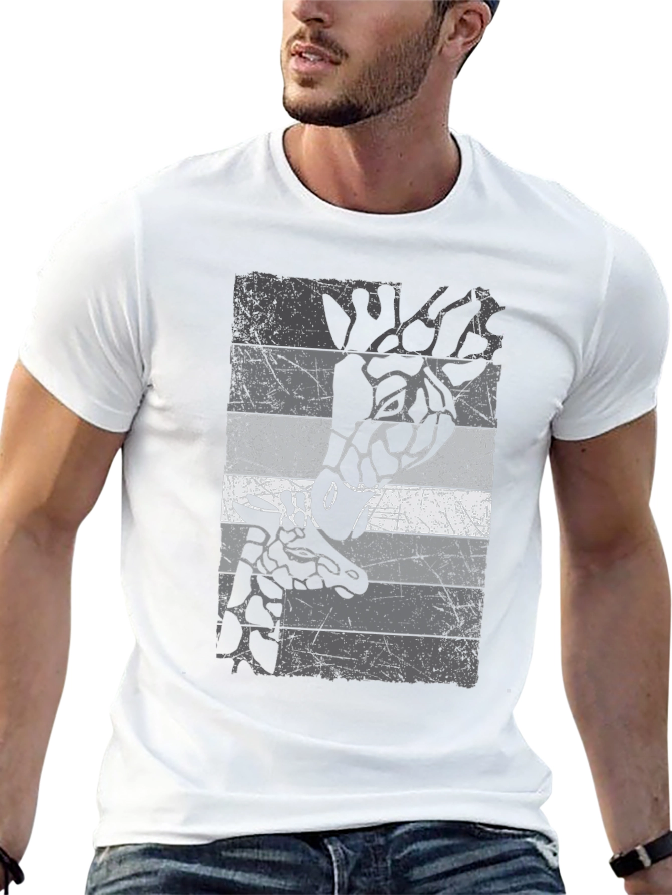 Giraffe Graphic Print Crew Neck T-Shirt