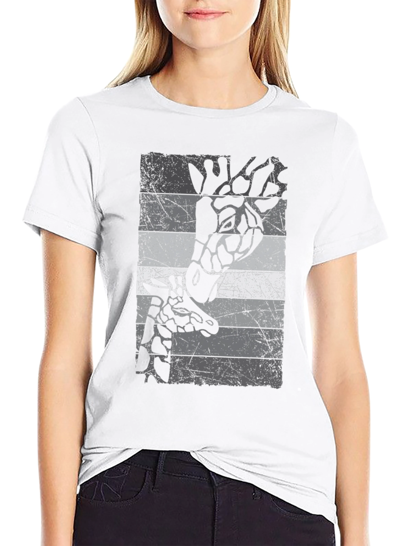 Giraffe Graphic Print Crew Neck T-Shirt
