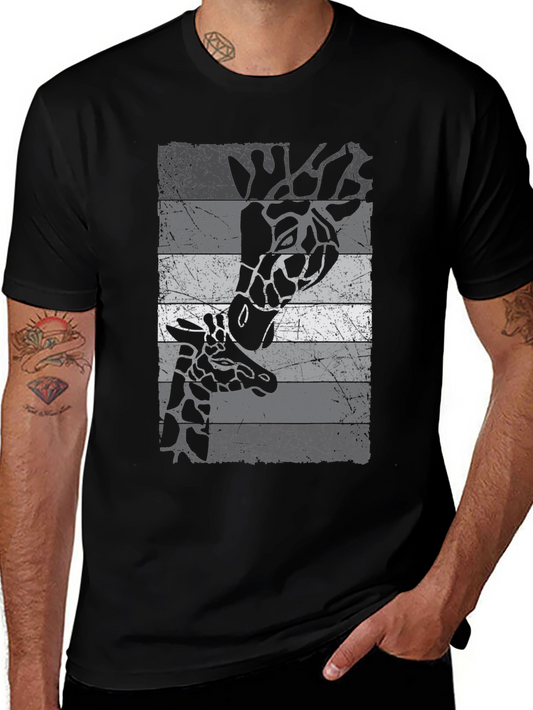 Giraffe Graphic Print Crew Neck T-Shirt