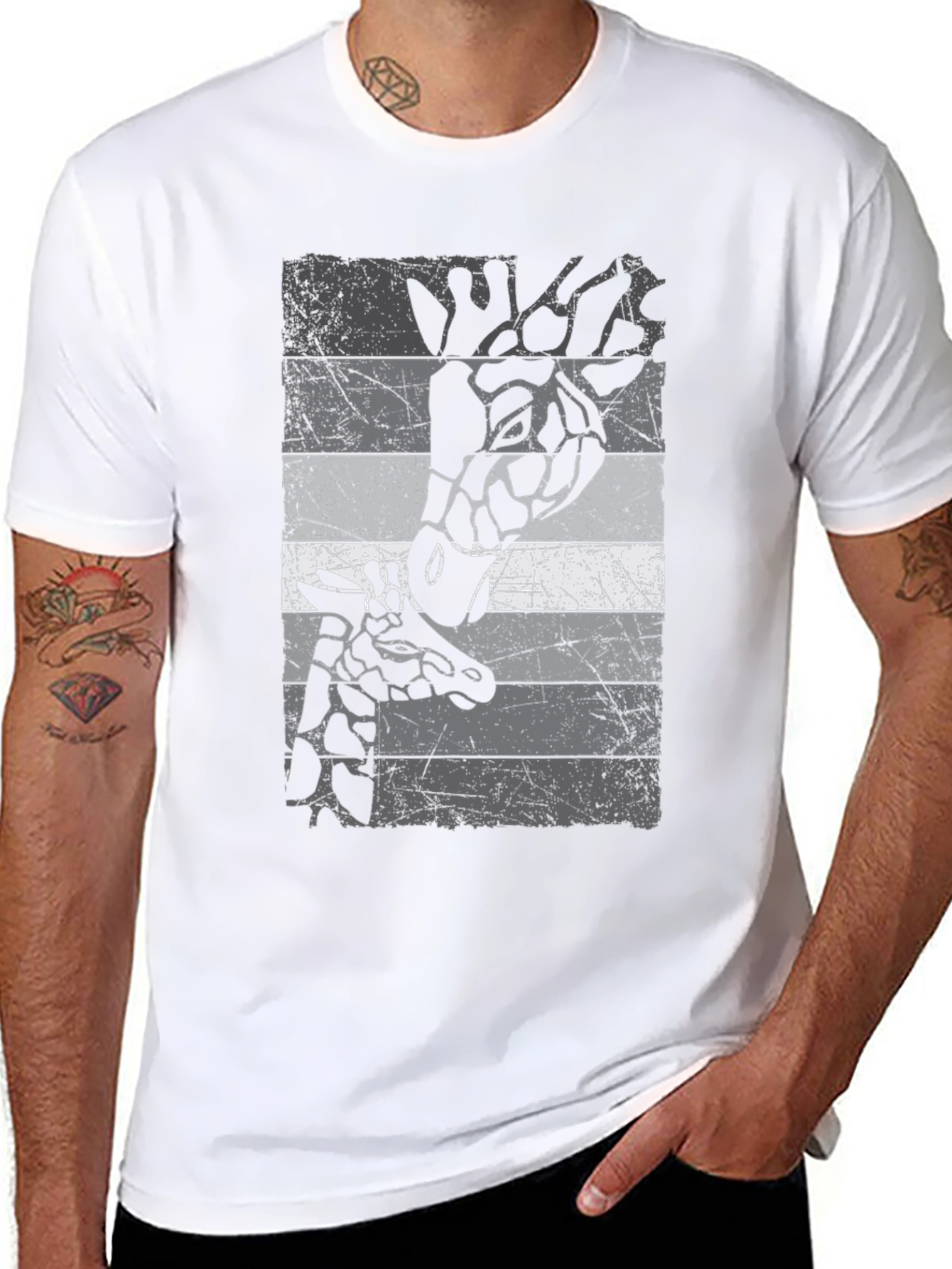 Giraffe Graphic Print Crew Neck T-Shirt