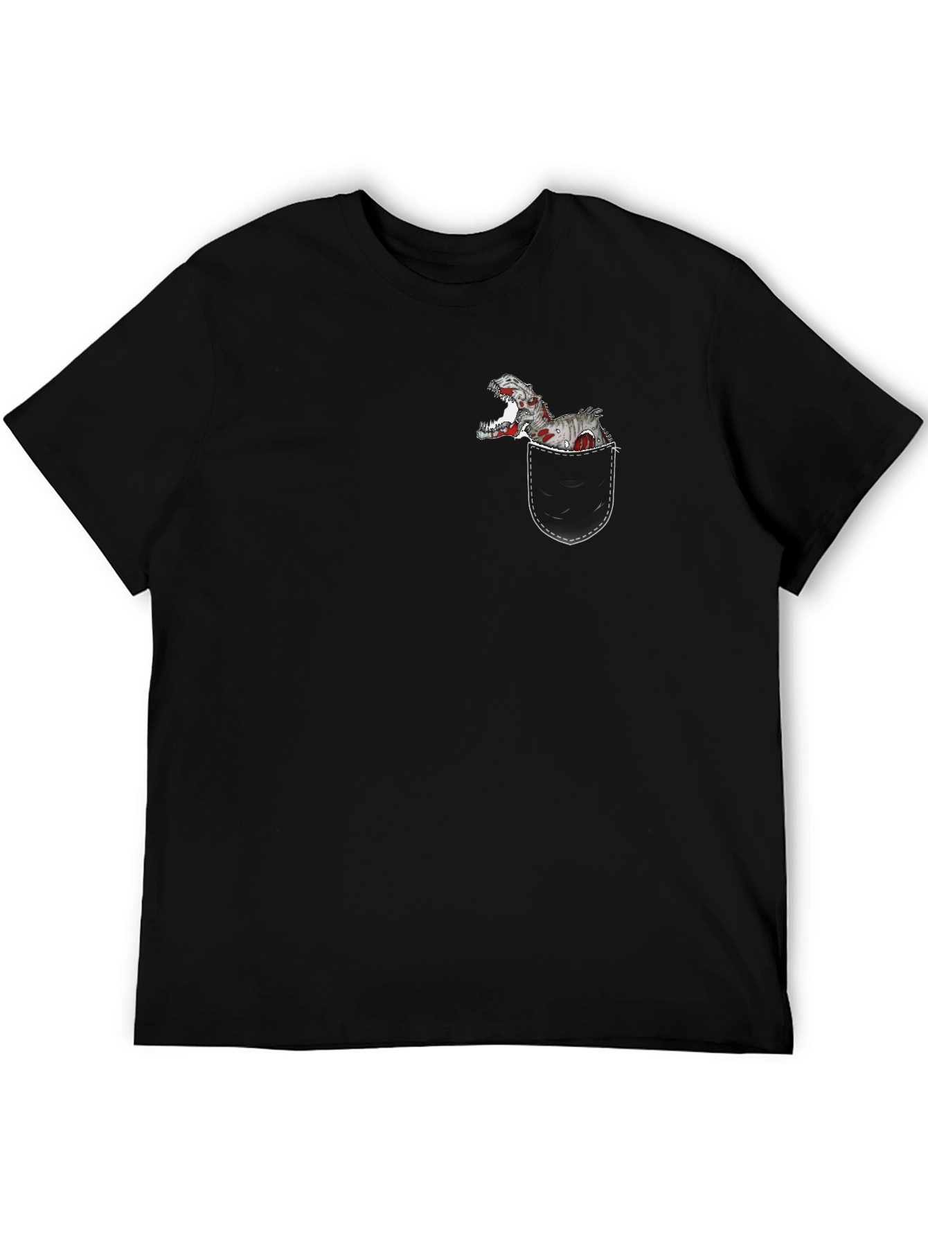Dino Pocket T-Shirt - Black Cotton Graphic Tee