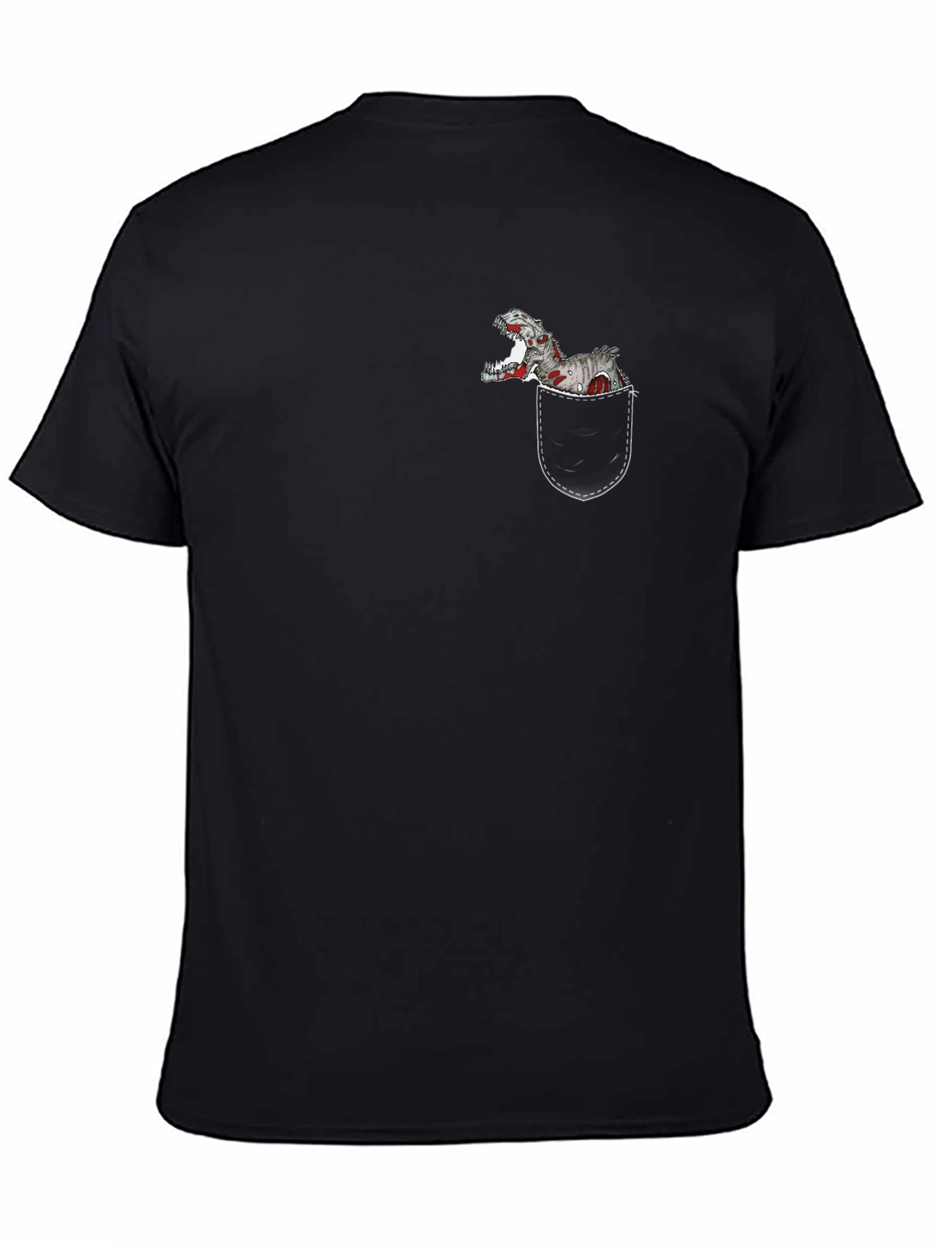 Dino Pocket T-Shirt - Black Cotton Graphic Tee