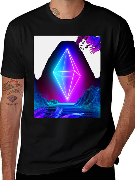 Neon Pyramid Graphic Tee - Retro Wave Vibes