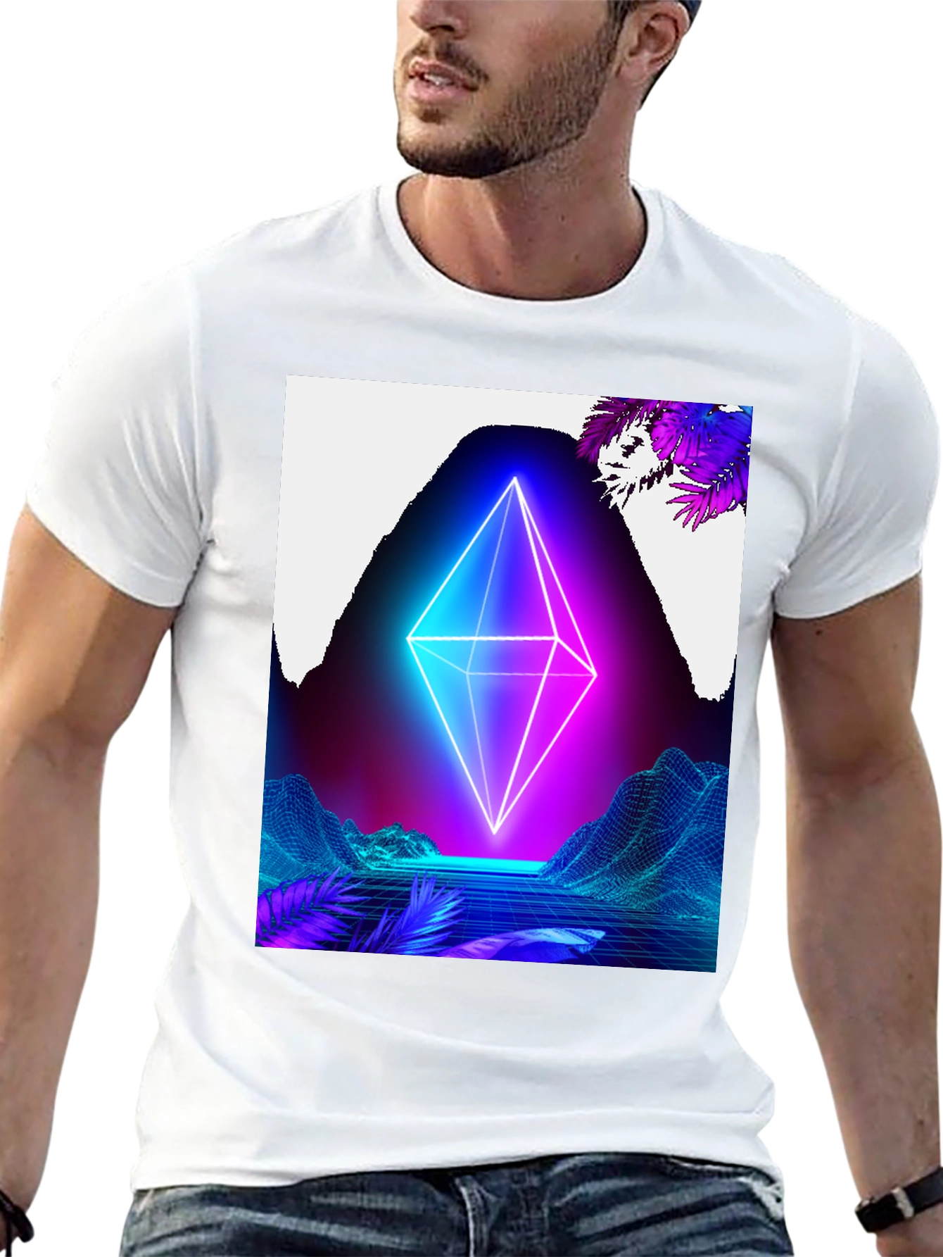 Neon Pyramid Graphic Tee - Retro Wave Vibes