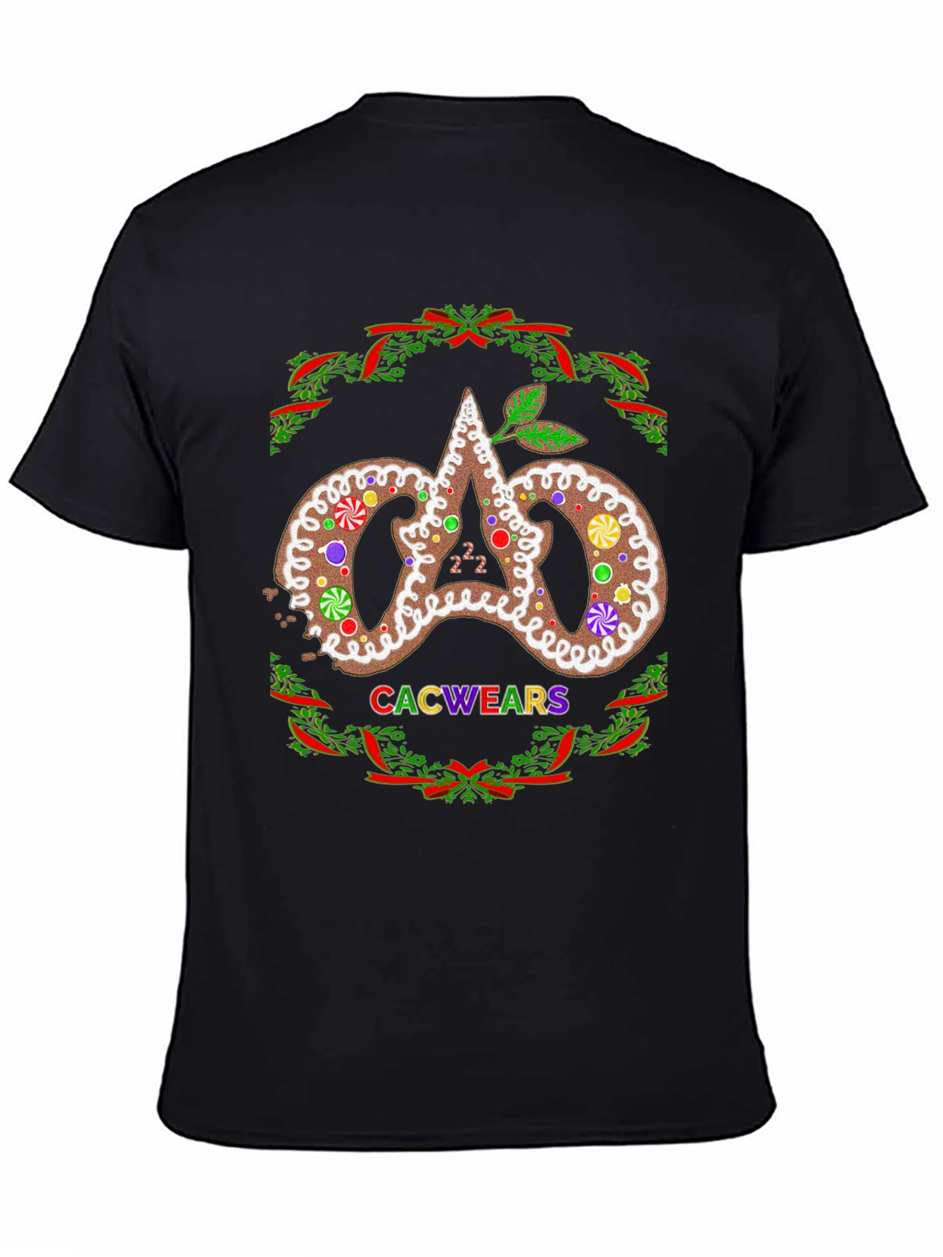 Festive Gingerbread Logo Black T-Shirt