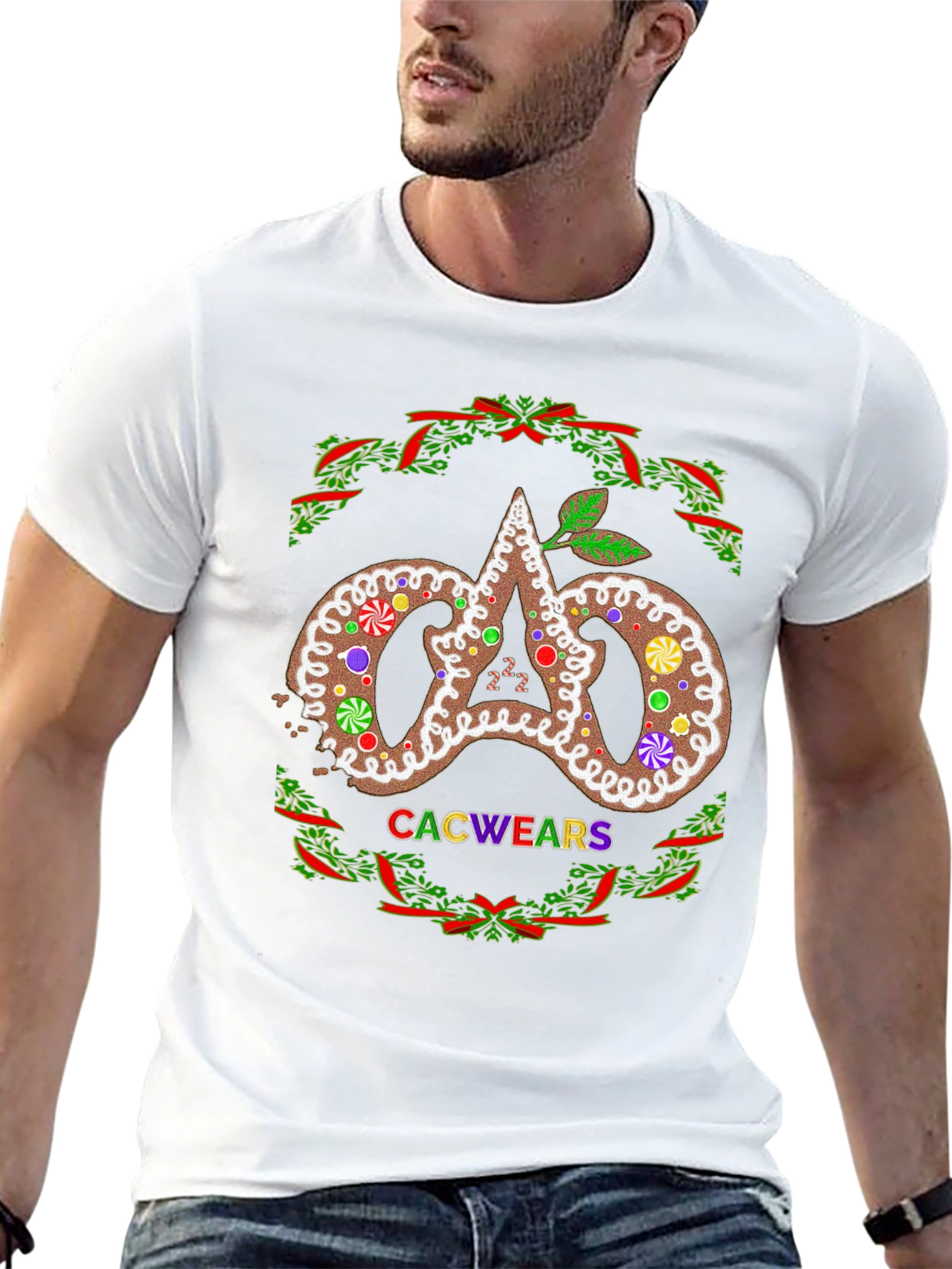 Festive Gingerbread Logo Black T-Shirt