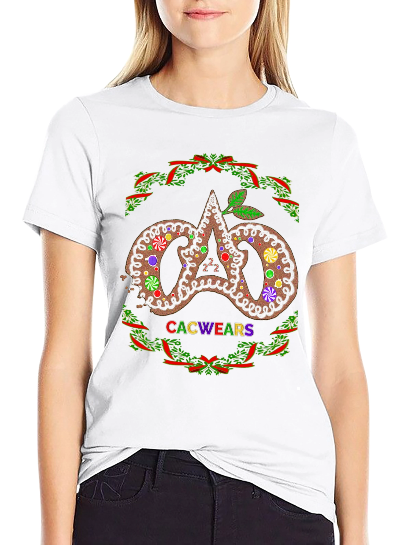 Festive Gingerbread Logo Black T-Shirt