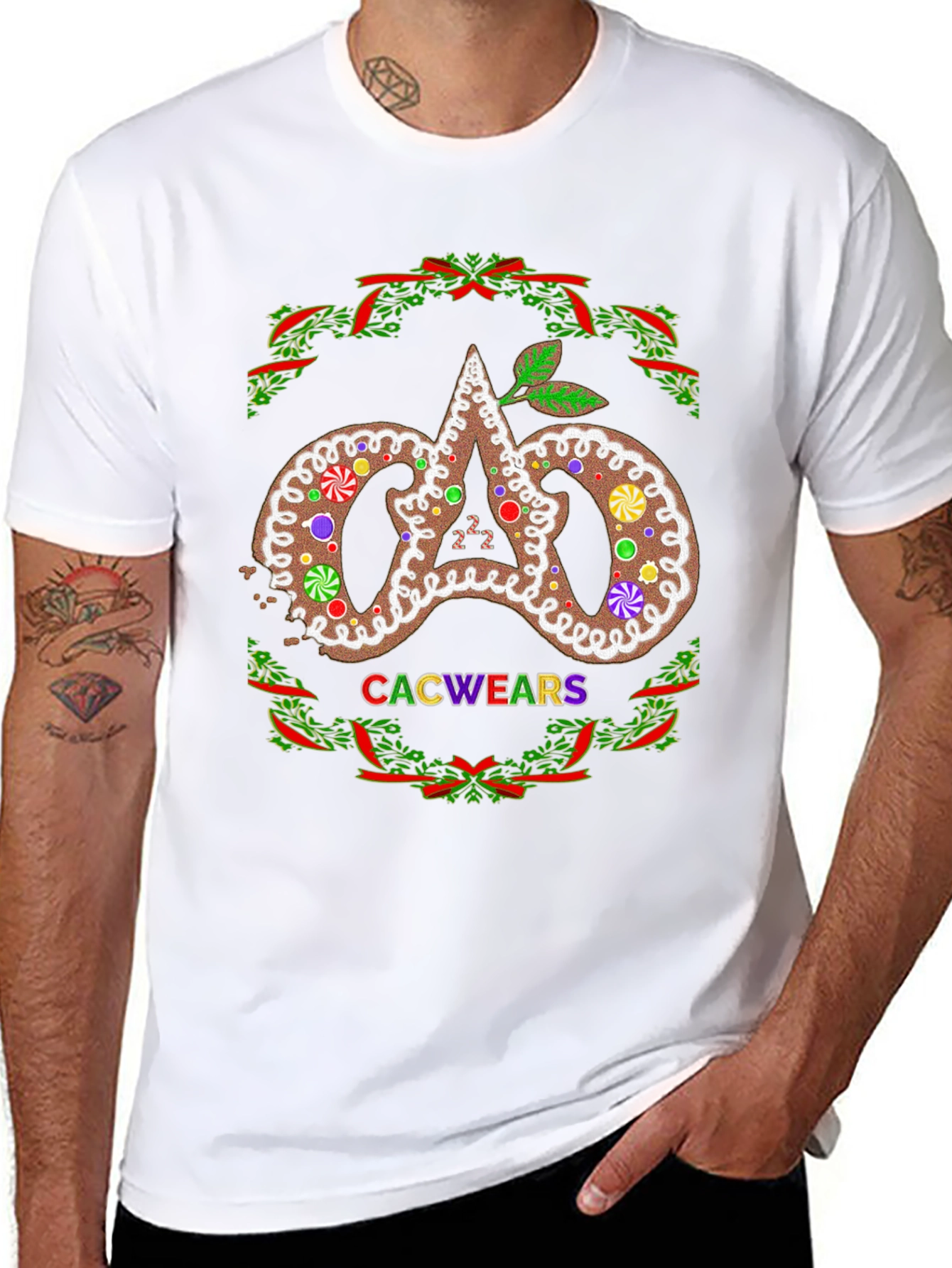 Festive Gingerbread Logo Black T-Shirt