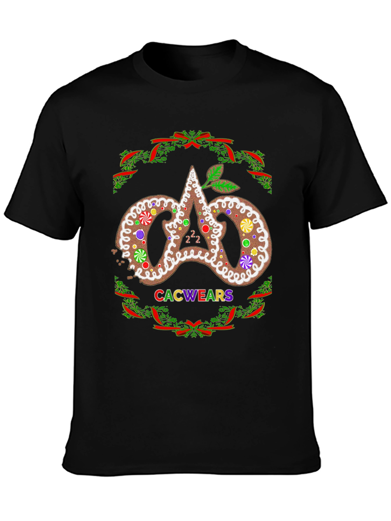 Festive Gingerbread Logo Black T-Shirt