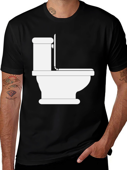 Toilet Humor Graphic Tee - Black Crew Neck T-Shirt
