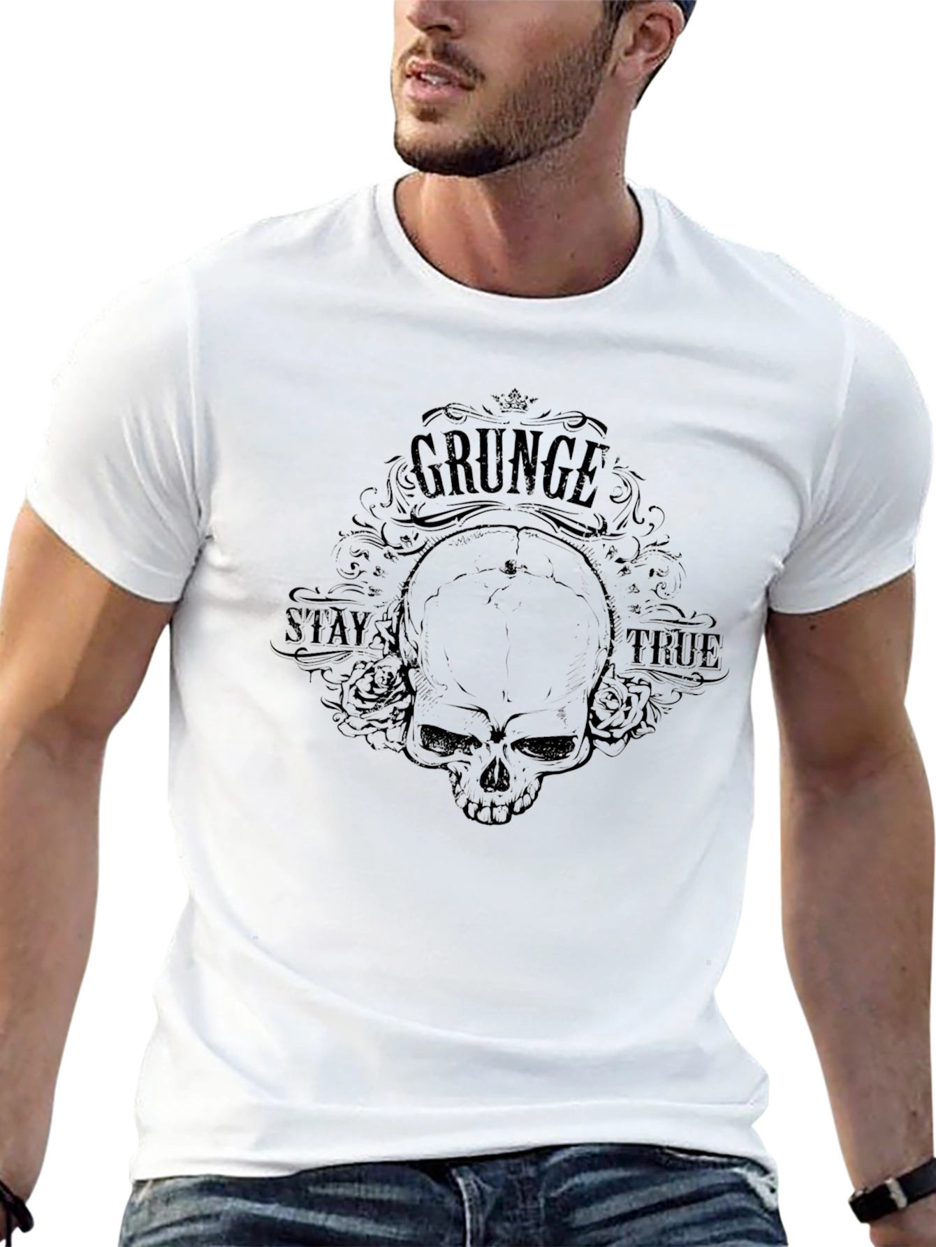 Grunge Skull Graphic Tee - Stay True T-Shirt